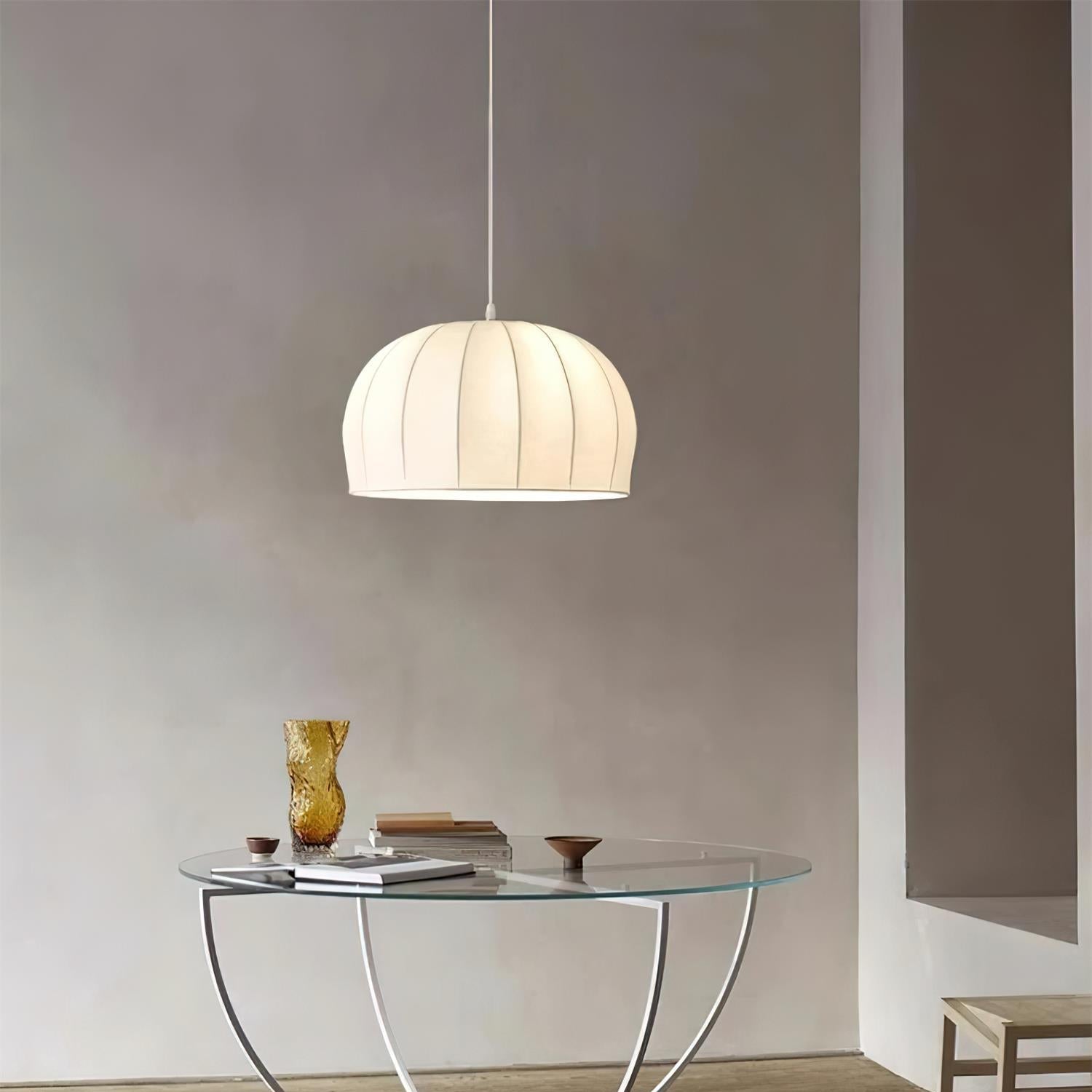 Nova White Fabric Dome Pendant Light - Neutralighting