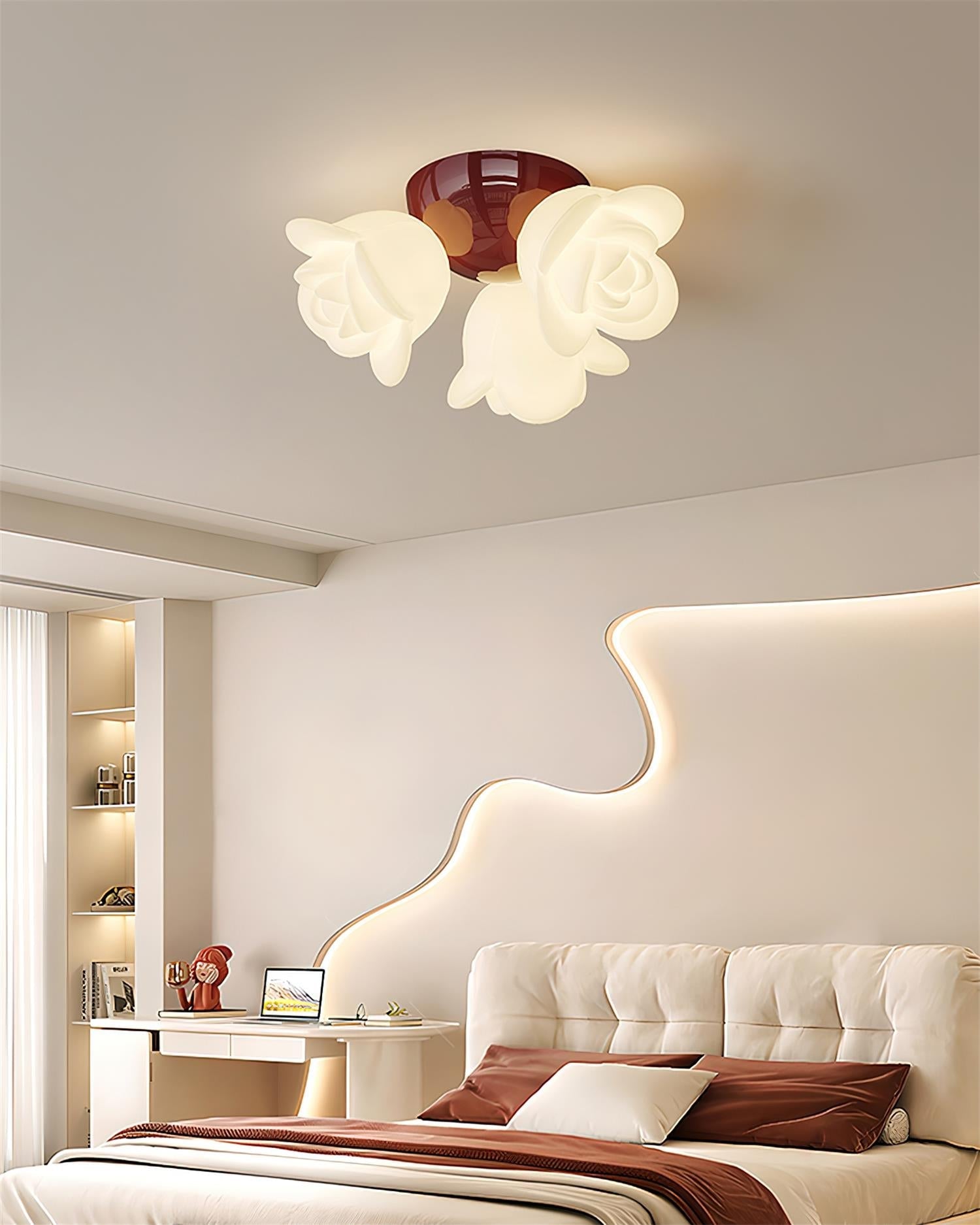 Ceiling Light Metal Canopy and PE Rose Shape Floral Artistic Accent - Neutralighting