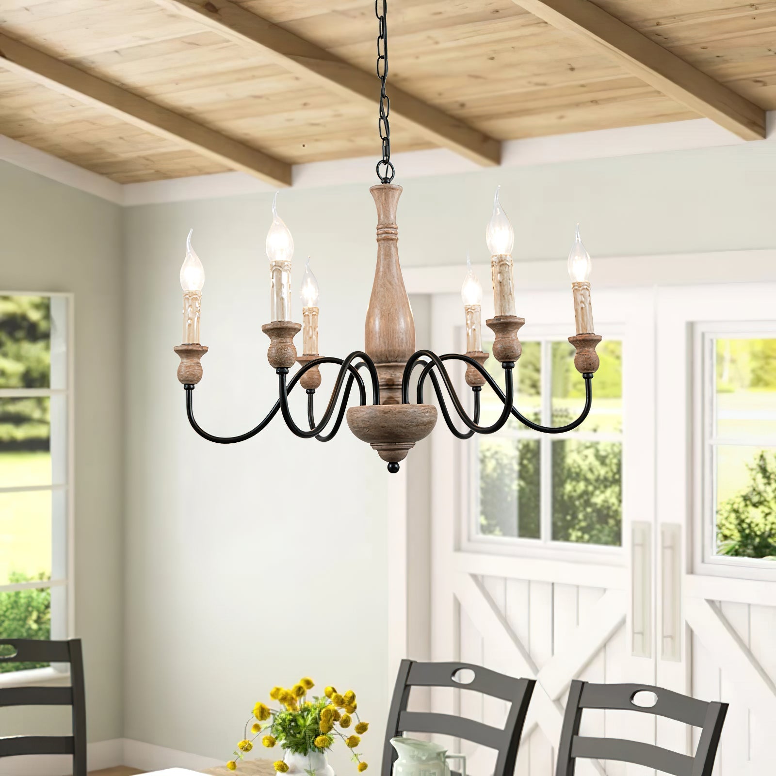 Afralia Modern Industrial Wooden Chandelier - Neutralighting