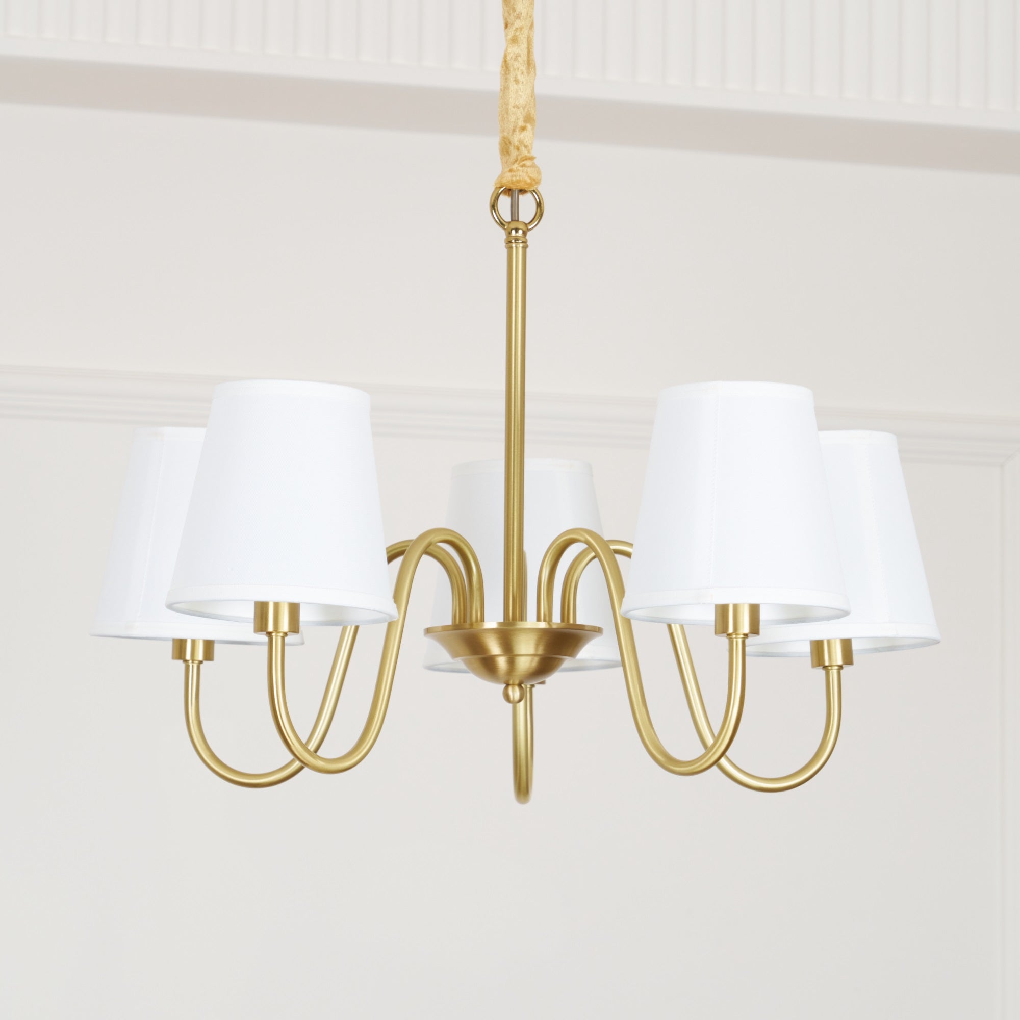Aged Traditional Stacey Fabric Chandelier - Neutralighting
