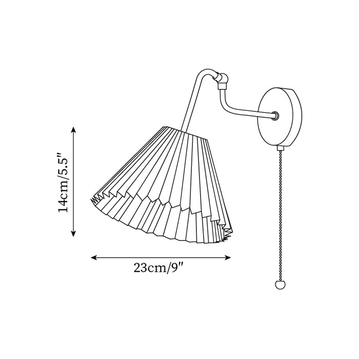 Vintage Brass & Walnut Wall Lamp with Pleated Fabric Shade - Neutralighting