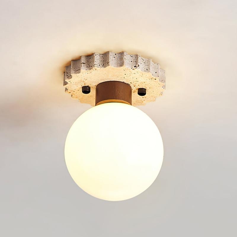 Neptune Travertine Globe Ceiling Light - Neutralighting
