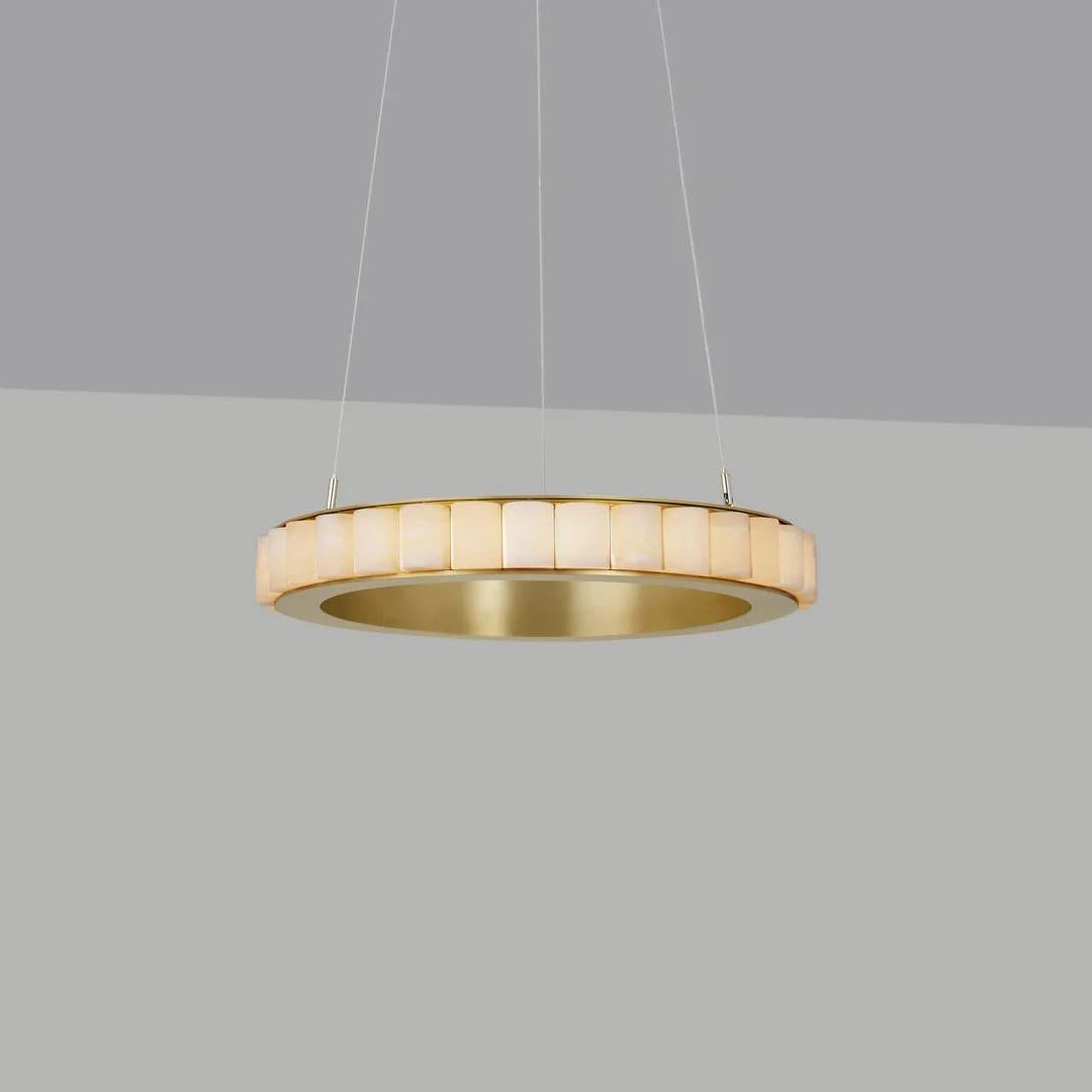 Orion Double Ring Alabaster Chandelier - Neutralighting