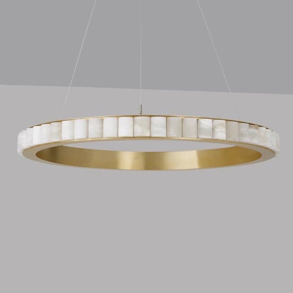 Orion Double Ring Alabaster Chandelier - Neutralighting