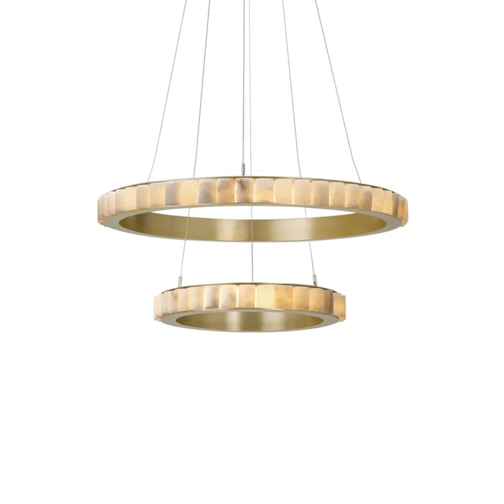Orion Double Ring Alabaster Chandelier - Neutralighting