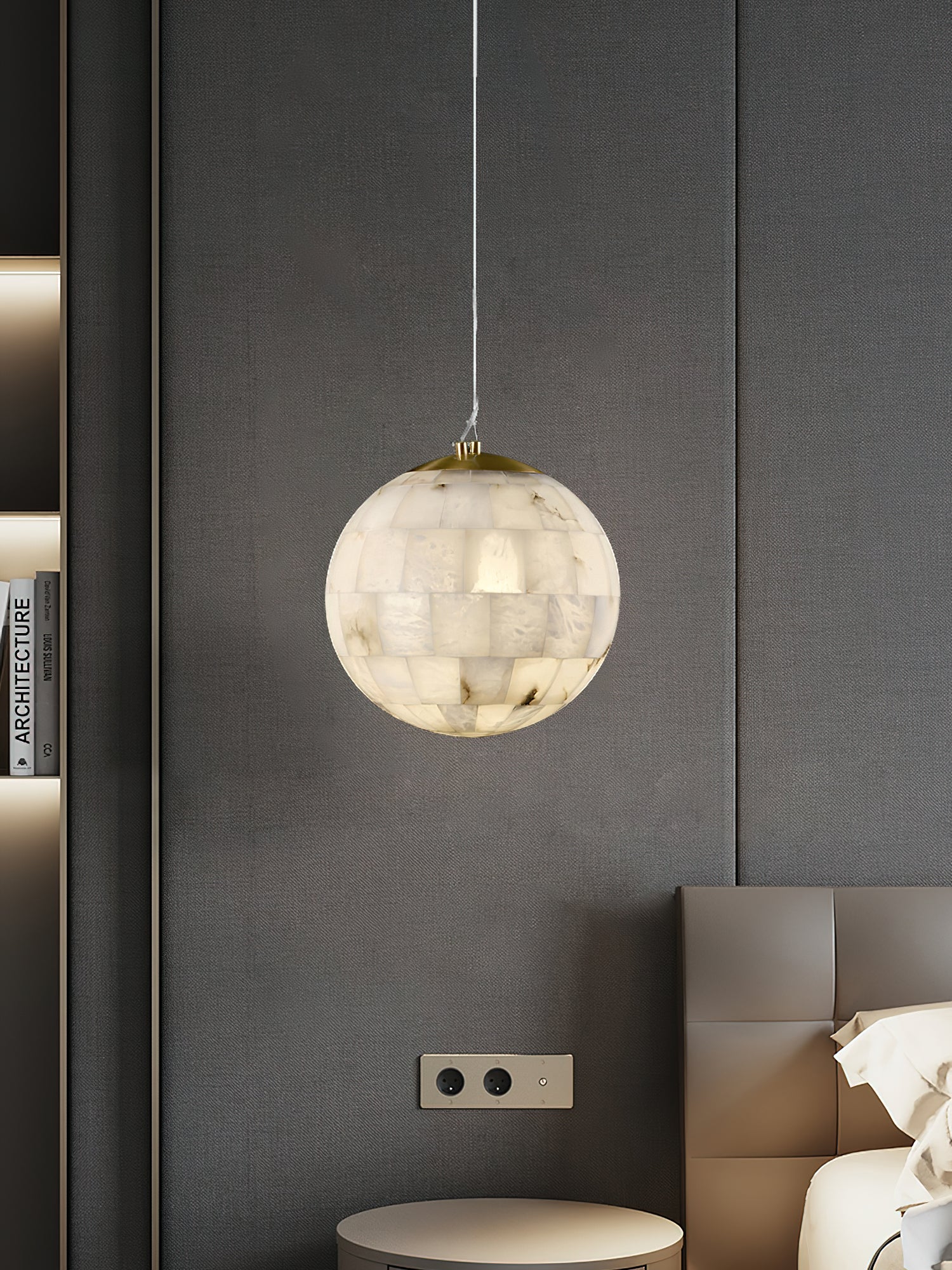 Fljotuvye Modern Ball Alabaster Pendant Light - Neutralighting
