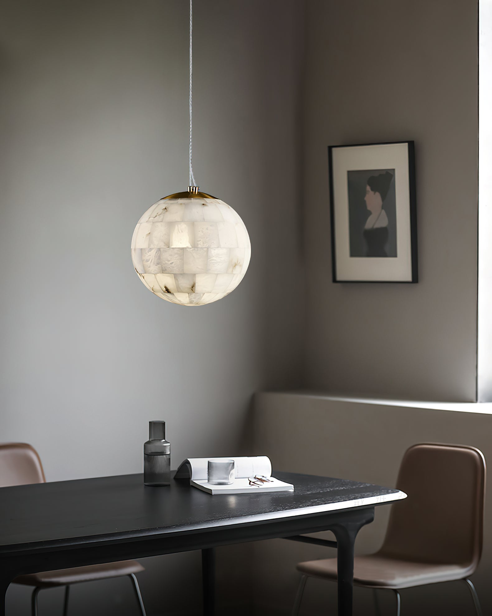 Fljotuvye Modern Ball Alabaster Pendant Light - Neutralighting