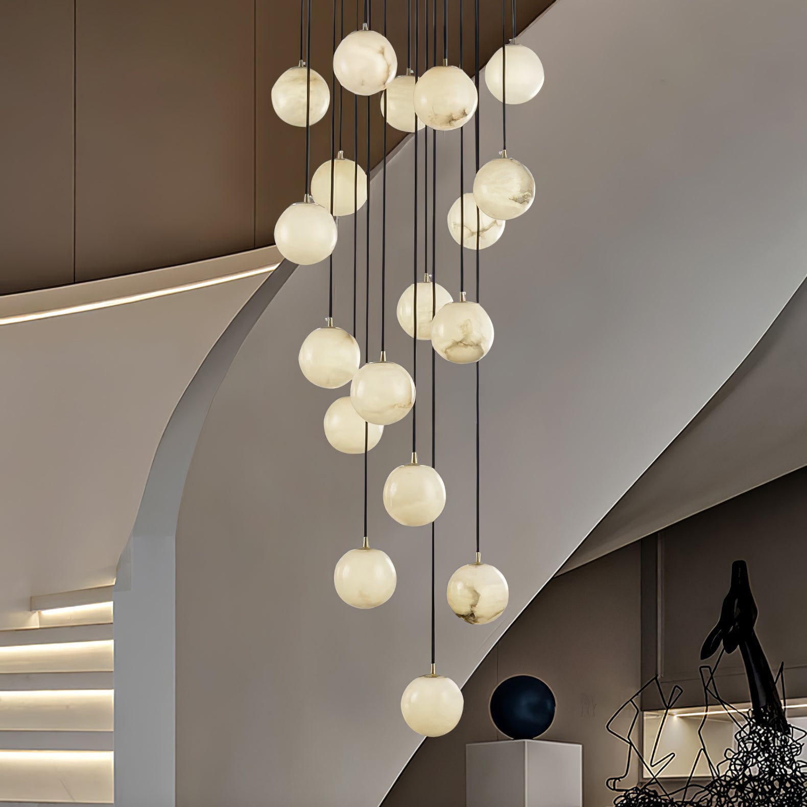 Gloruvye Balls Modern Cluster Alabaster Chandelier - Neutralighting