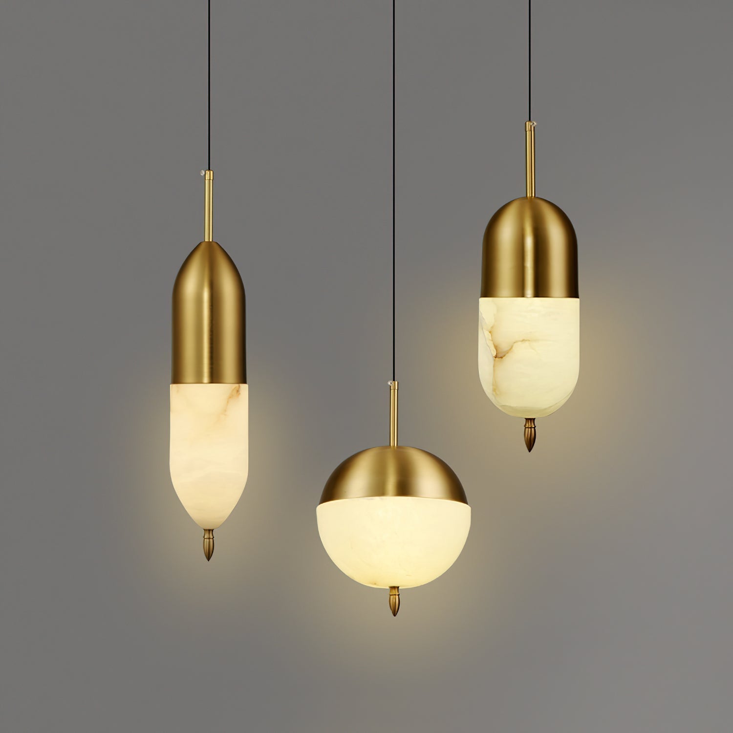 Himinuvye Alabaster Minimalist Bolus Brass Pendant Light - Neutralighting