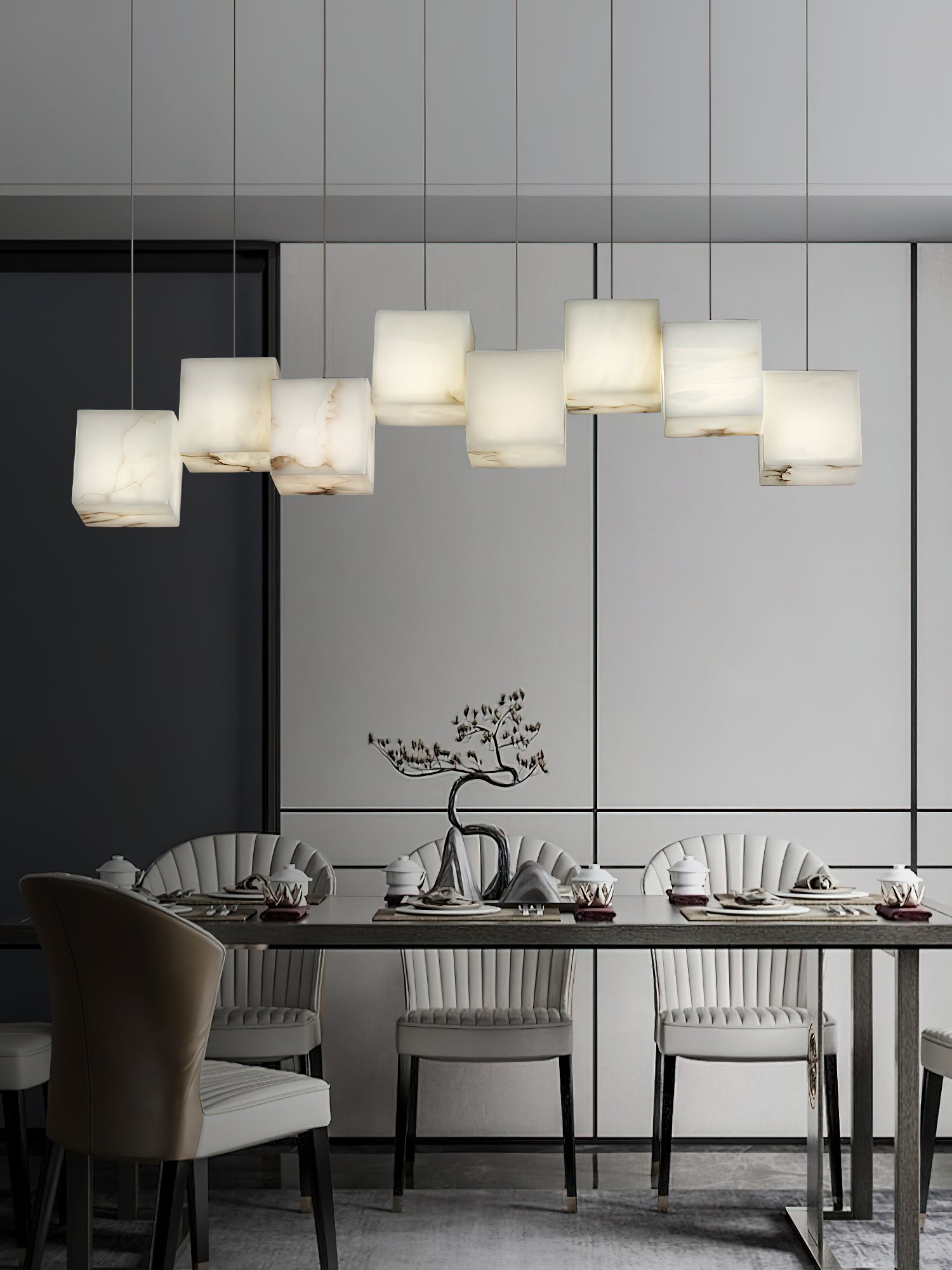 Jarnbruvyd Individual Modern Box Alabaster Chandelier - Neutralighting