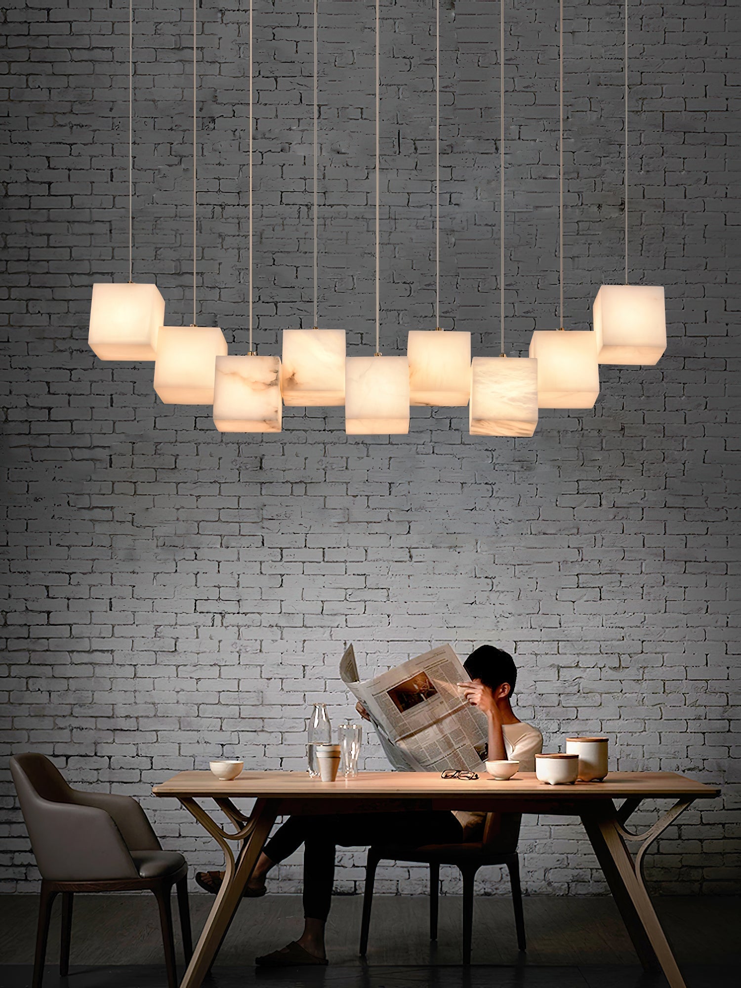 Jarnbruvyd Individual Modern Box Alabaster Chandelier - Neutralighting