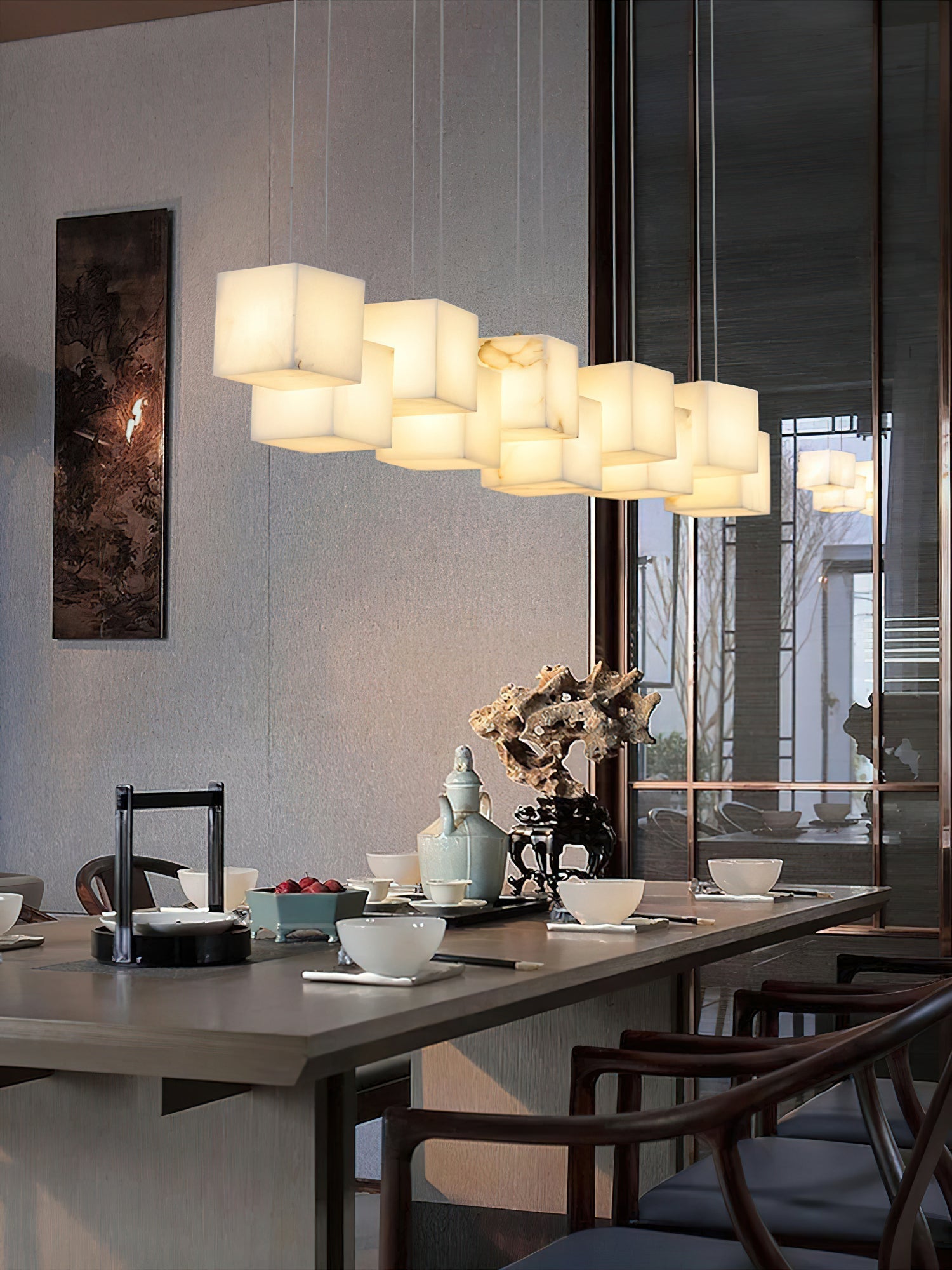 Jarnbruvyd Individual Modern Box Alabaster Chandelier - Neutralighting