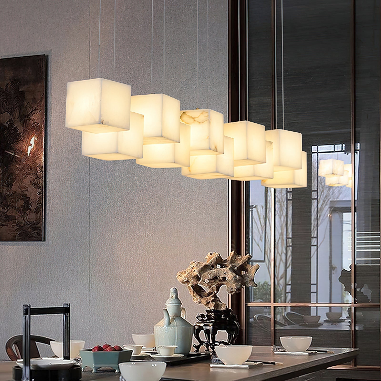 Jarnbruvyd Individual Modern Box Alabaster Chandelier - Neutralighting