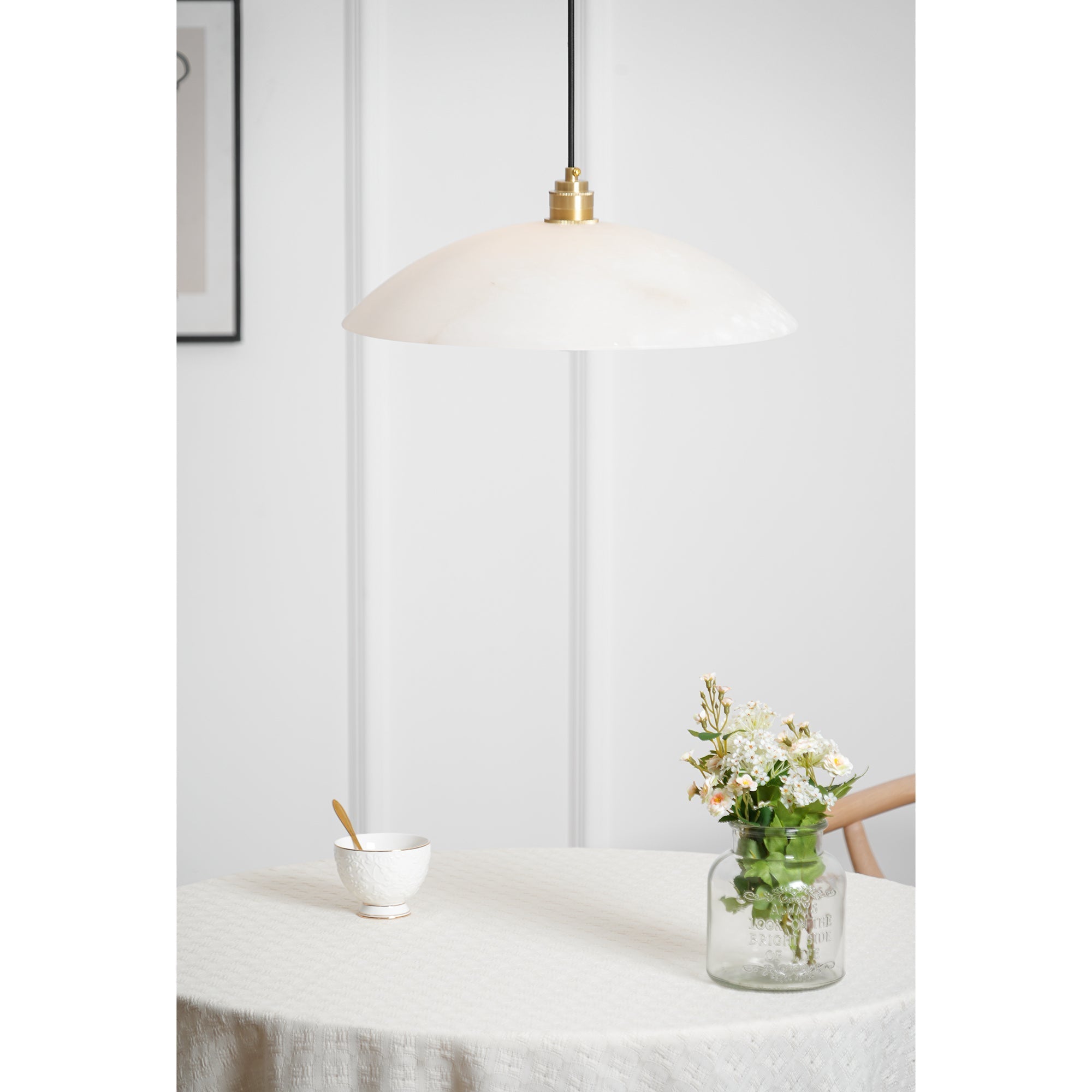 Ljomuvyd Individual Creativity Dome Alabaster Pendant Light - Neutralighting