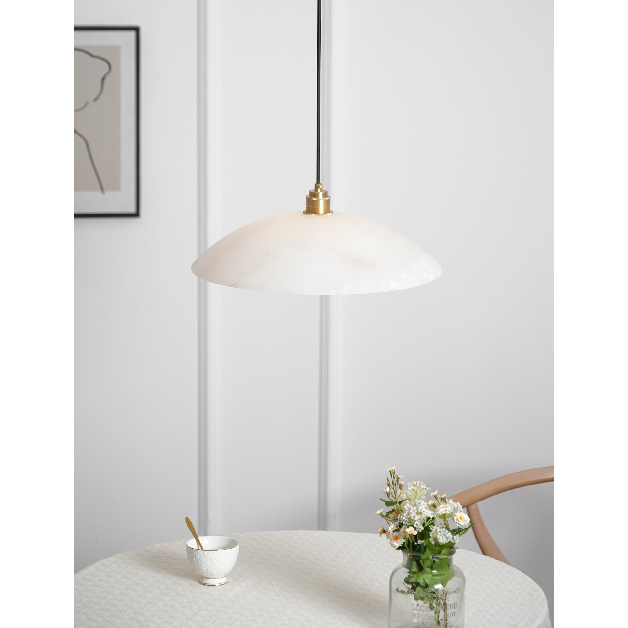 Ljomuvyd Individual Creativity Dome Alabaster Pendant Light - Neutralighting