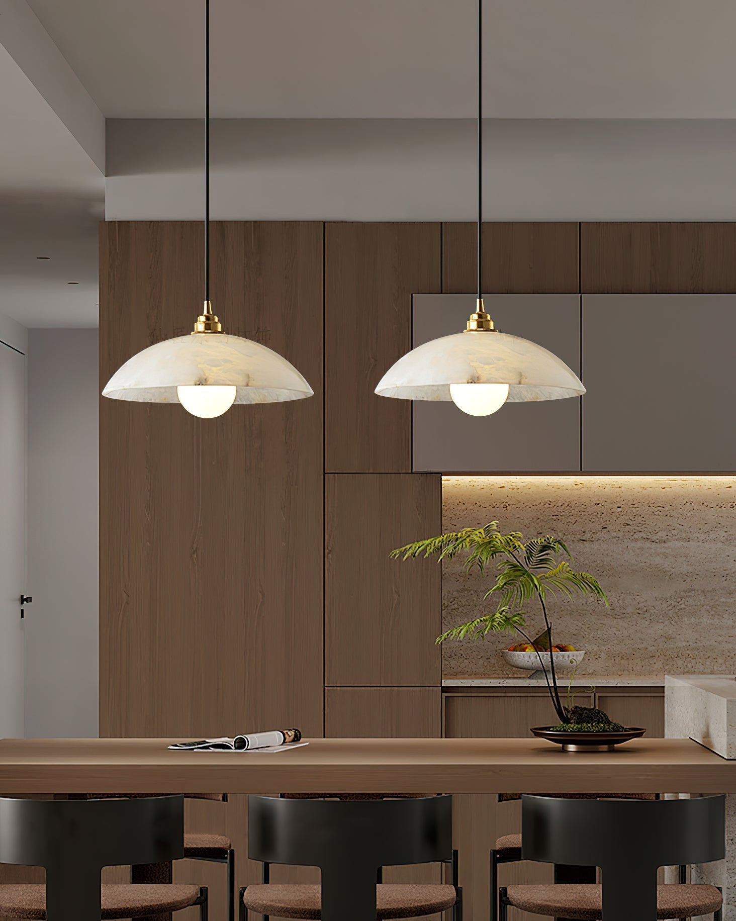 Ljomuvyd Individual Creativity Dome Alabaster Pendant Light - Neutralighting