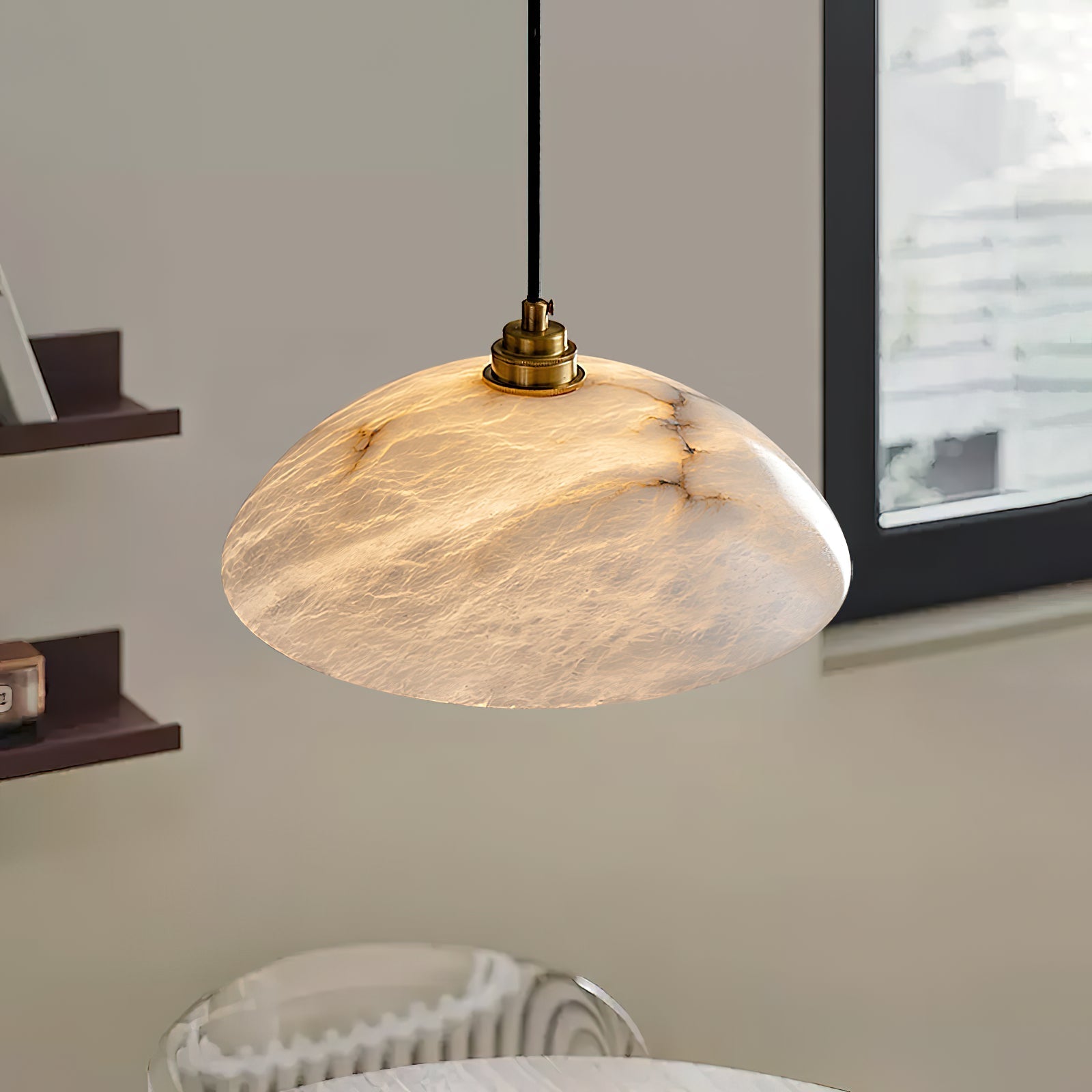 Ljomuvyd Individual Creativity Dome Alabaster Pendant Light - Neutralighting