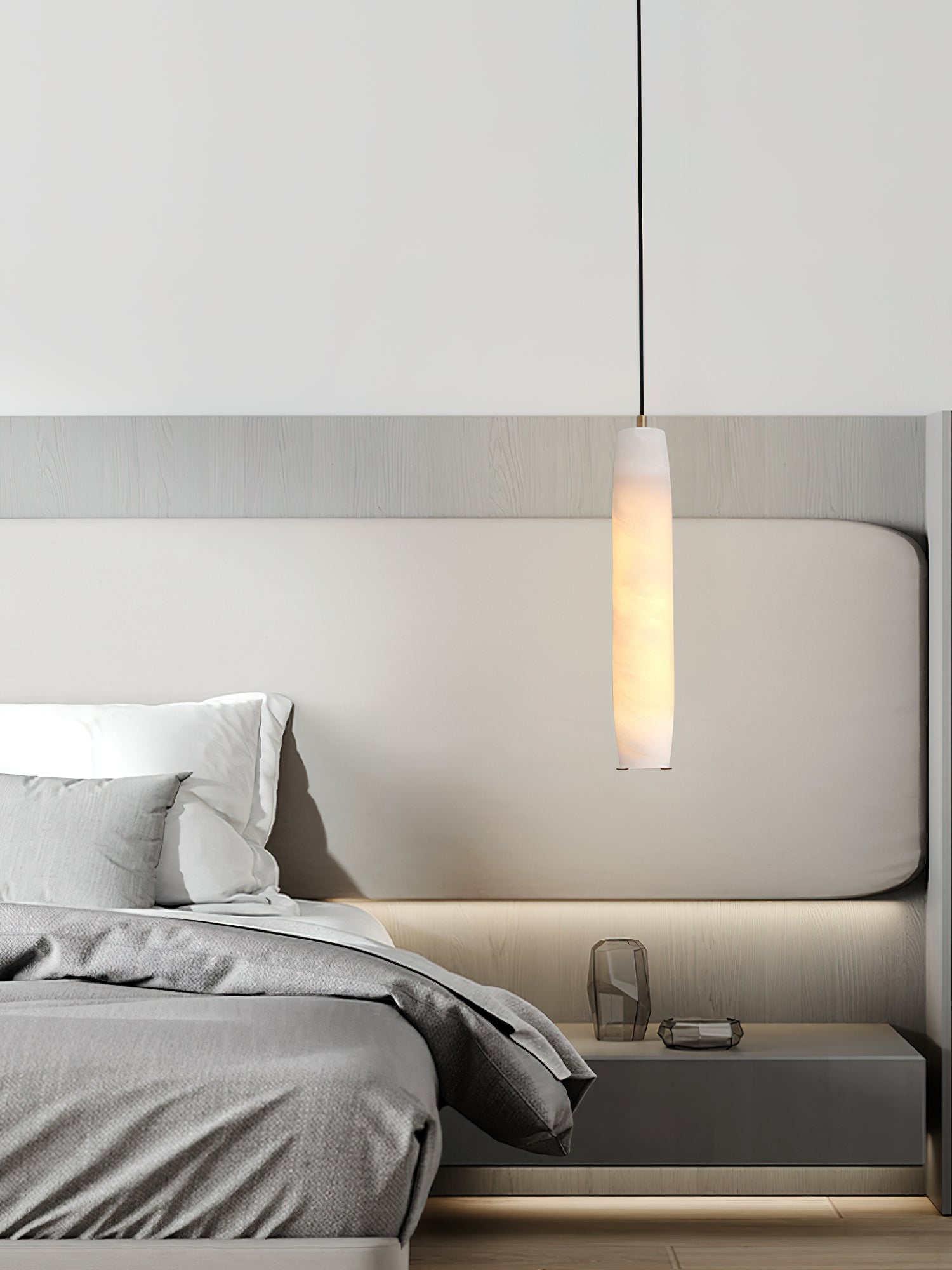 Kvennuvye Flute Modern Minimalist Alabaster Pendant Light - Neutralighting