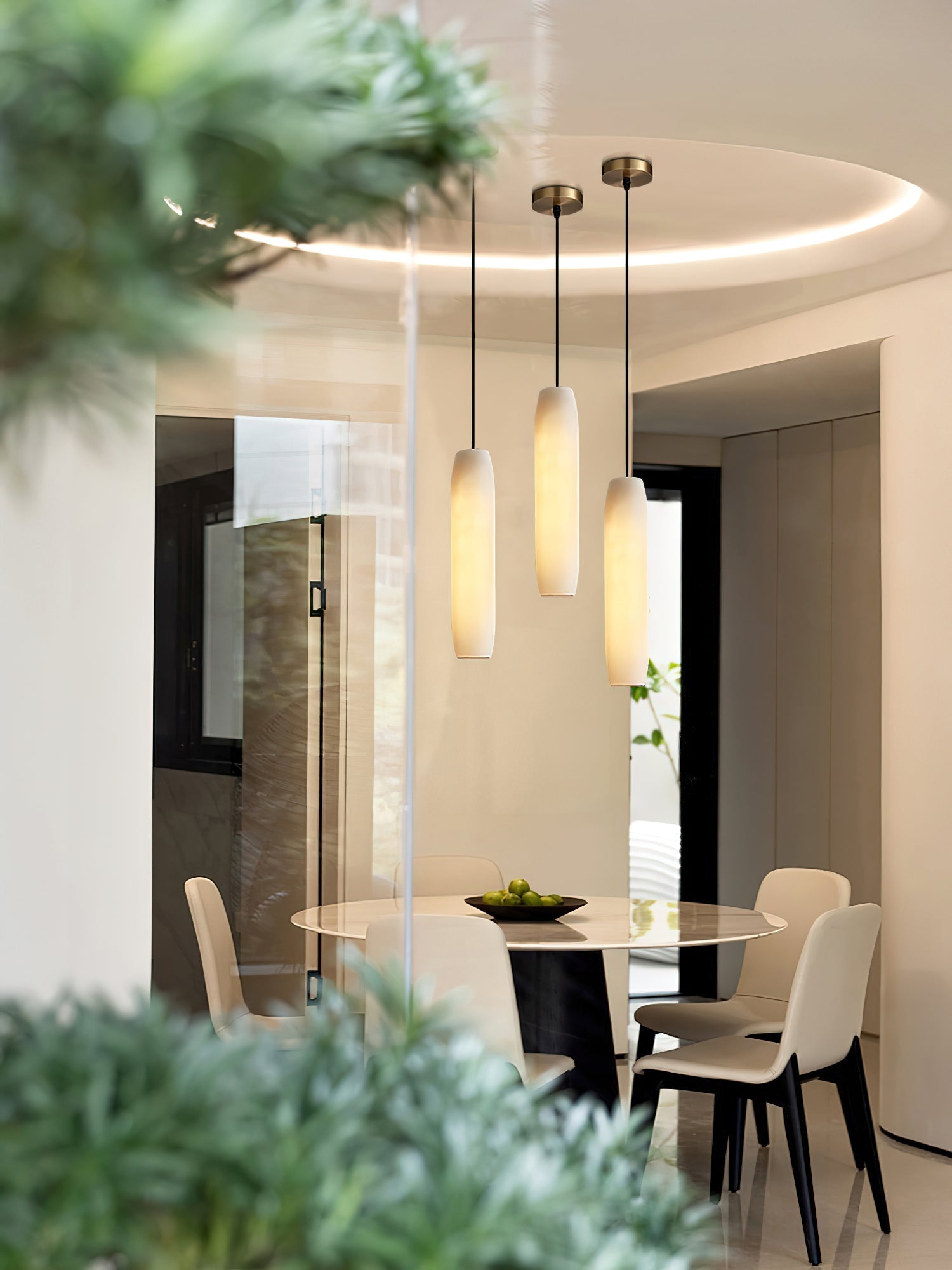 Kvennuvye Flute Modern Minimalist Alabaster Pendant Light - Neutralighting