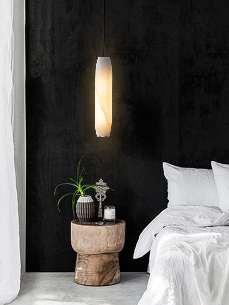 Kvennuvye Flute Modern Minimalist Alabaster Pendant Light - Neutralighting