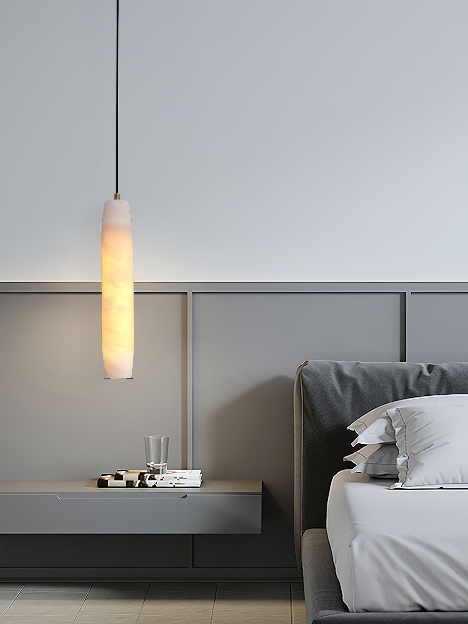 Kvennuvye Flute Modern Minimalist Alabaster Pendant Light - Neutralighting