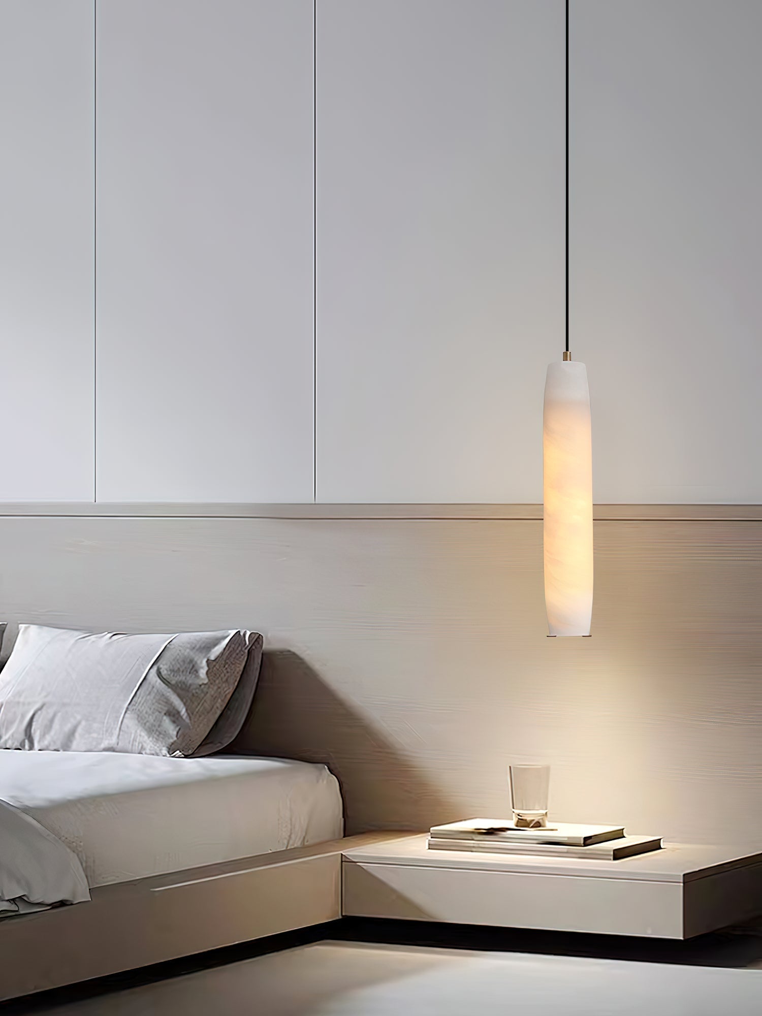 Kvennuvye Flute Modern Minimalist Alabaster Pendant Light - Neutralighting