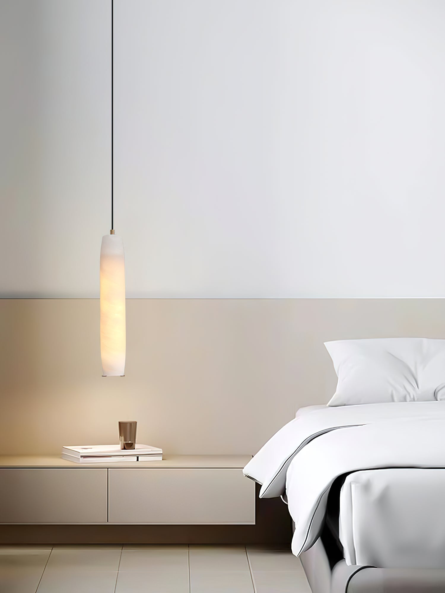 Kvennuvye Flute Modern Minimalist Alabaster Pendant Light - Neutralighting