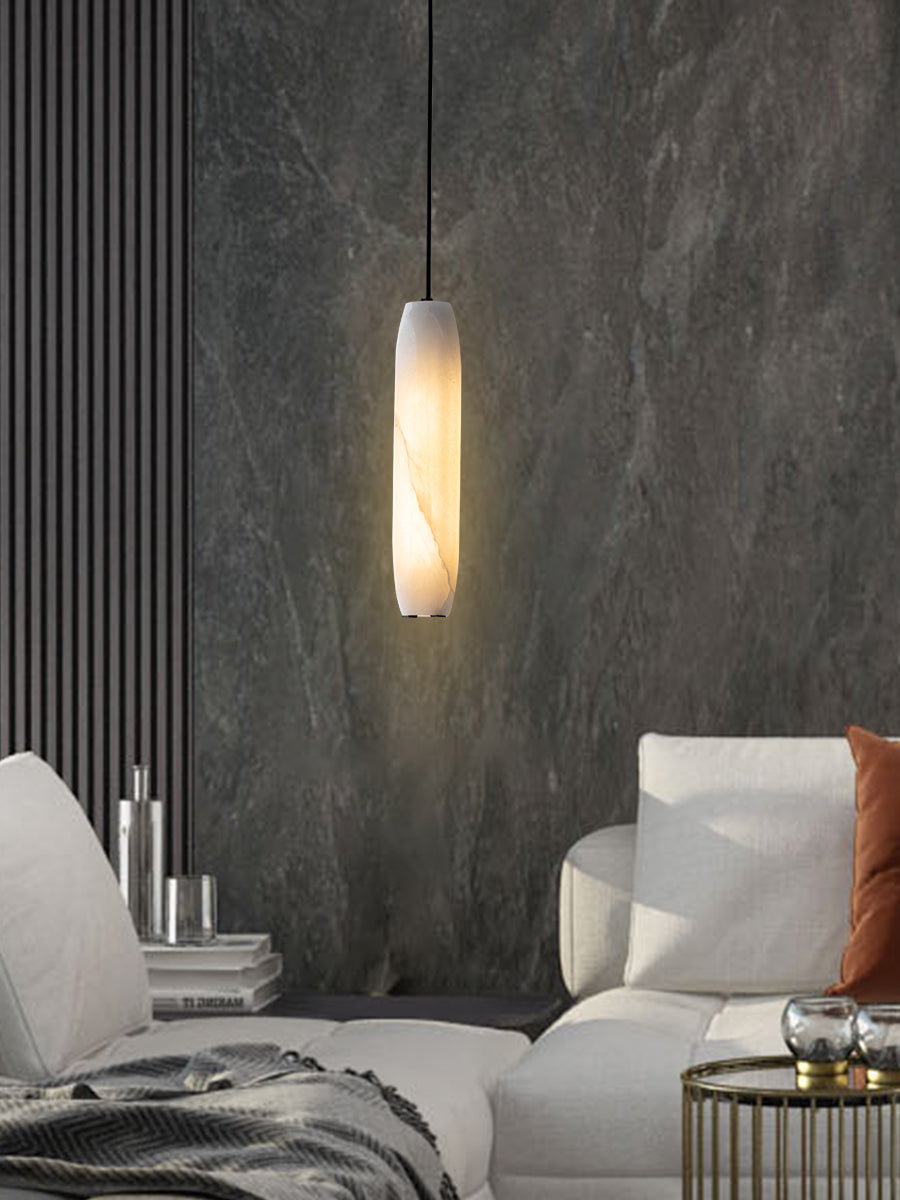 Kvennuvye Flute Modern Minimalist Alabaster Pendant Light - Neutralighting