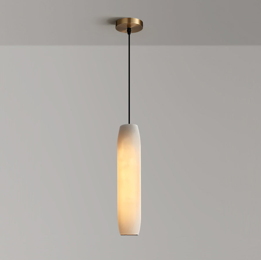 Kvennuvye Flute Modern Minimalist Alabaster Pendant Light - Neutralighting