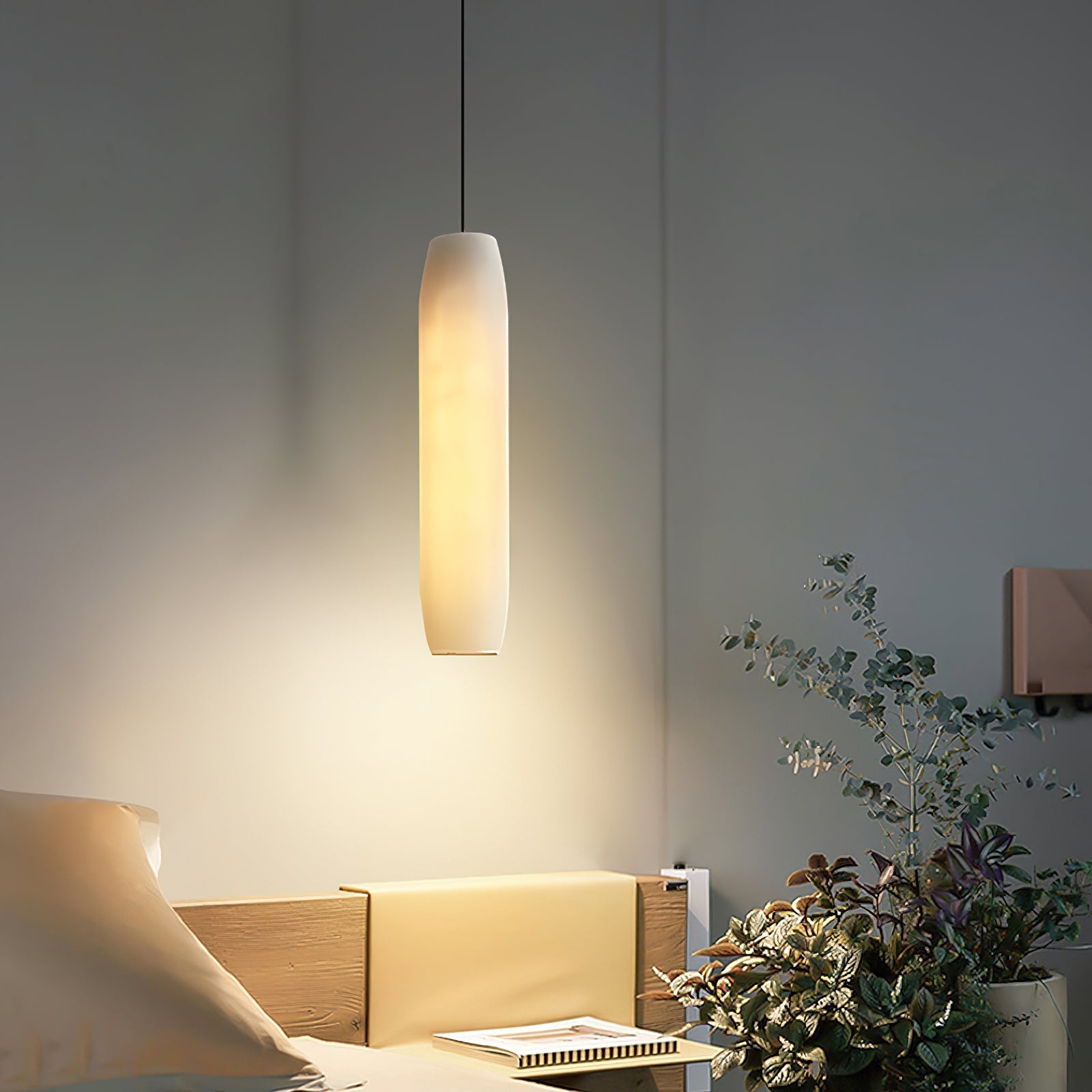Kvennuvye Flute Modern Minimalist Alabaster Pendant Light - Neutralighting