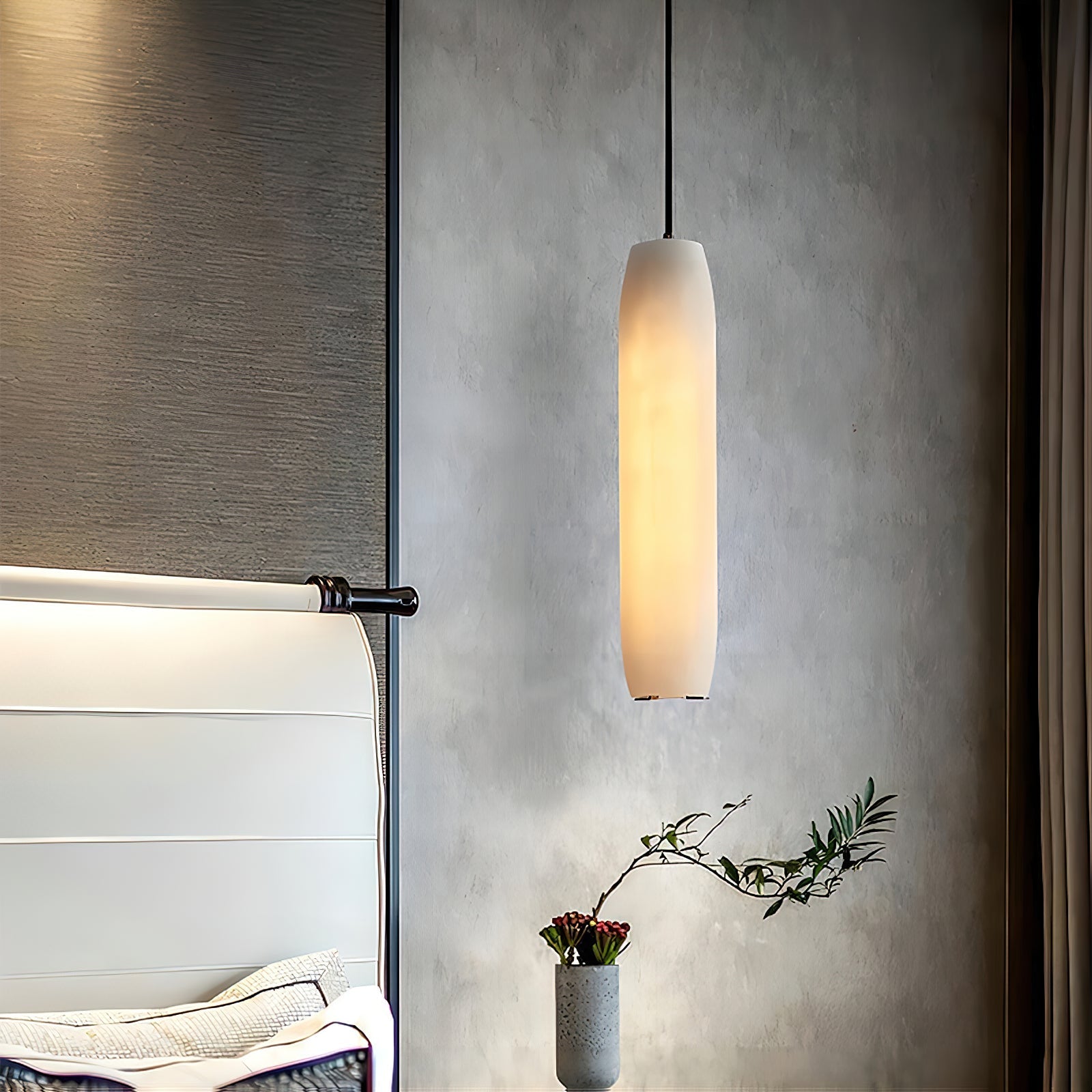Kvennuvye Flute Modern Minimalist Alabaster Pendant Light - Neutralighting