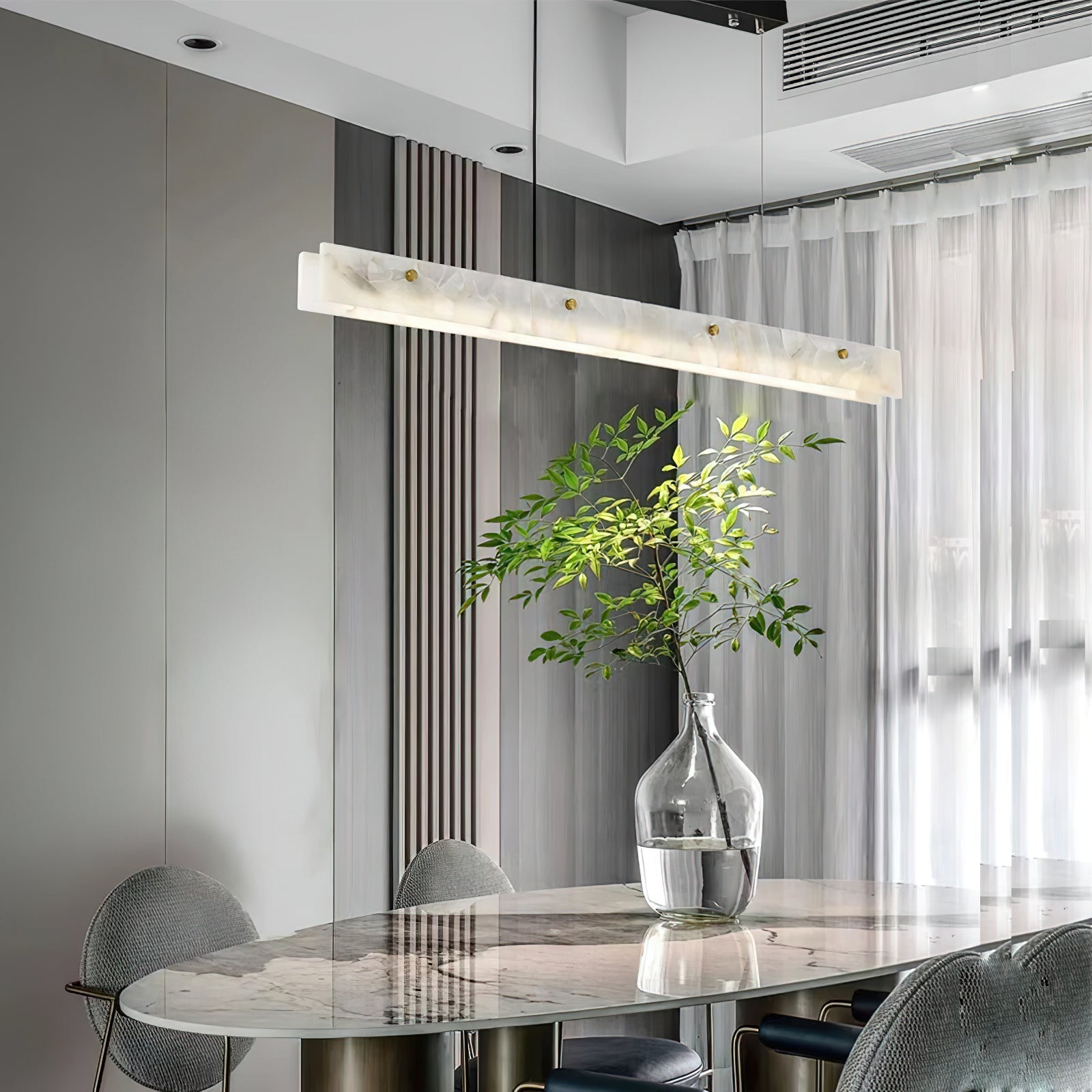 Ljomuvye LED Modern Linear Alabaster Pendant Light - Neutralighting