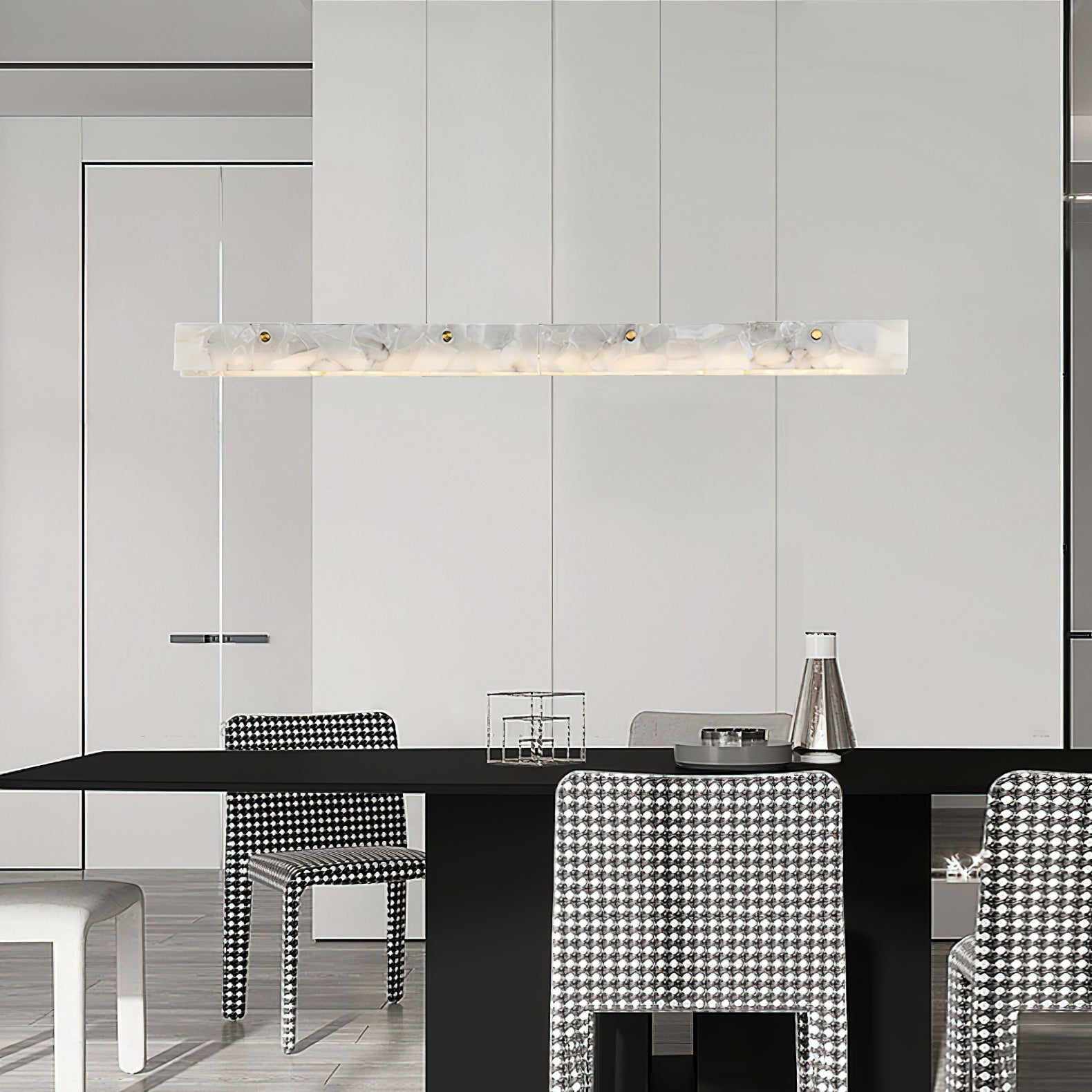 Ljomuvye LED Modern Linear Alabaster Pendant Light - Neutralighting