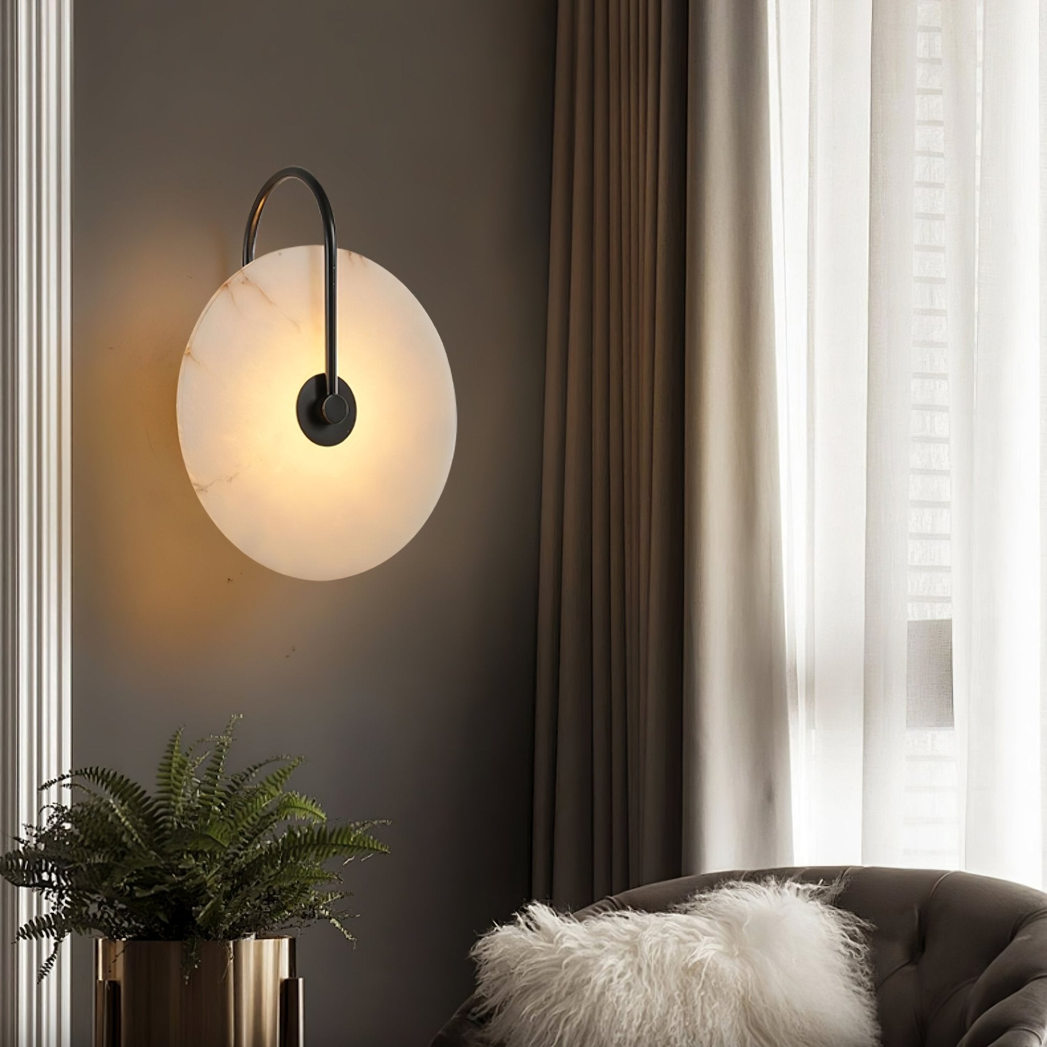 Kristy Alabaster LED Wall Lamp Round Iconic Circular - Neutralighting