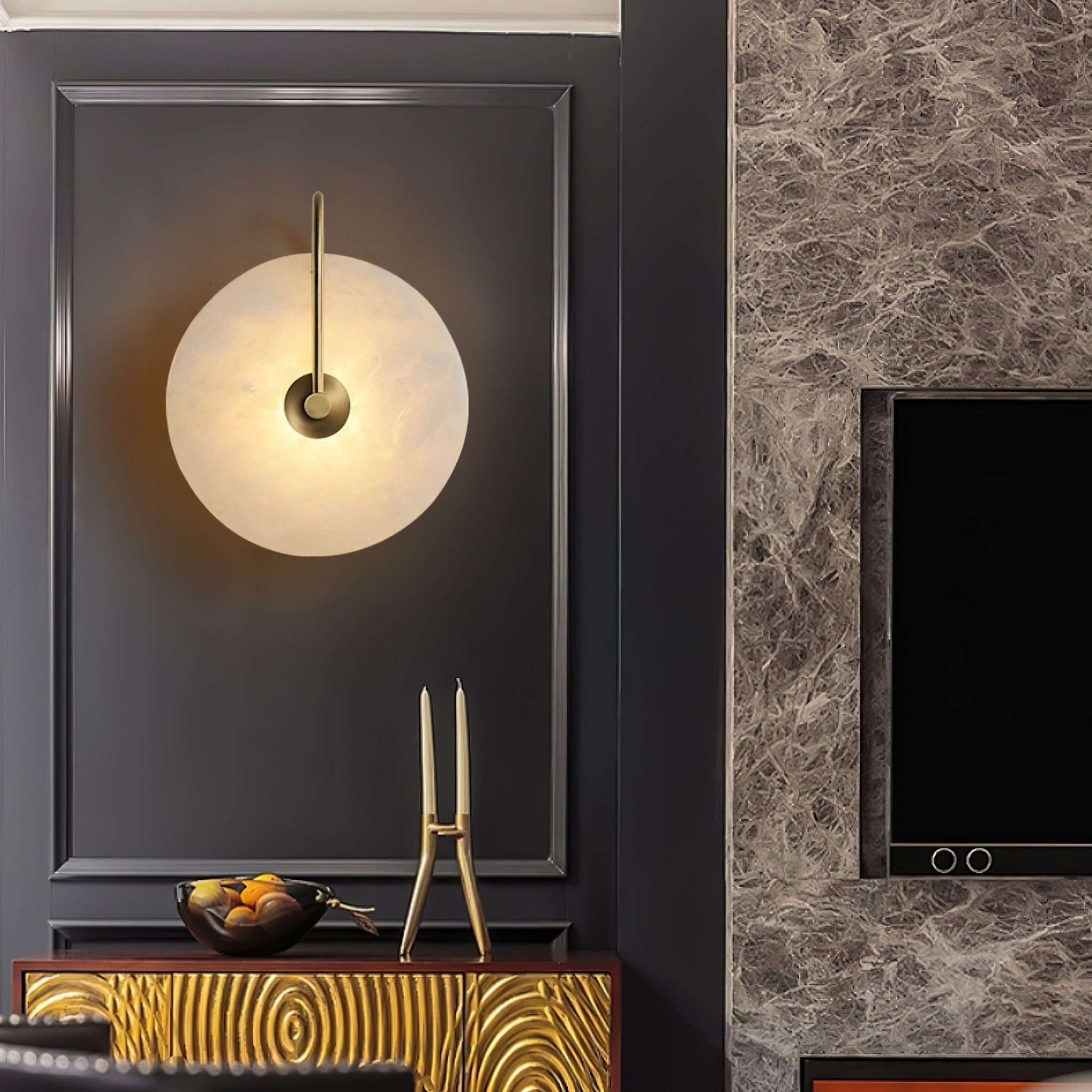 Kristy Alabaster LED Wall Lamp Round Iconic Circular - Neutralighting