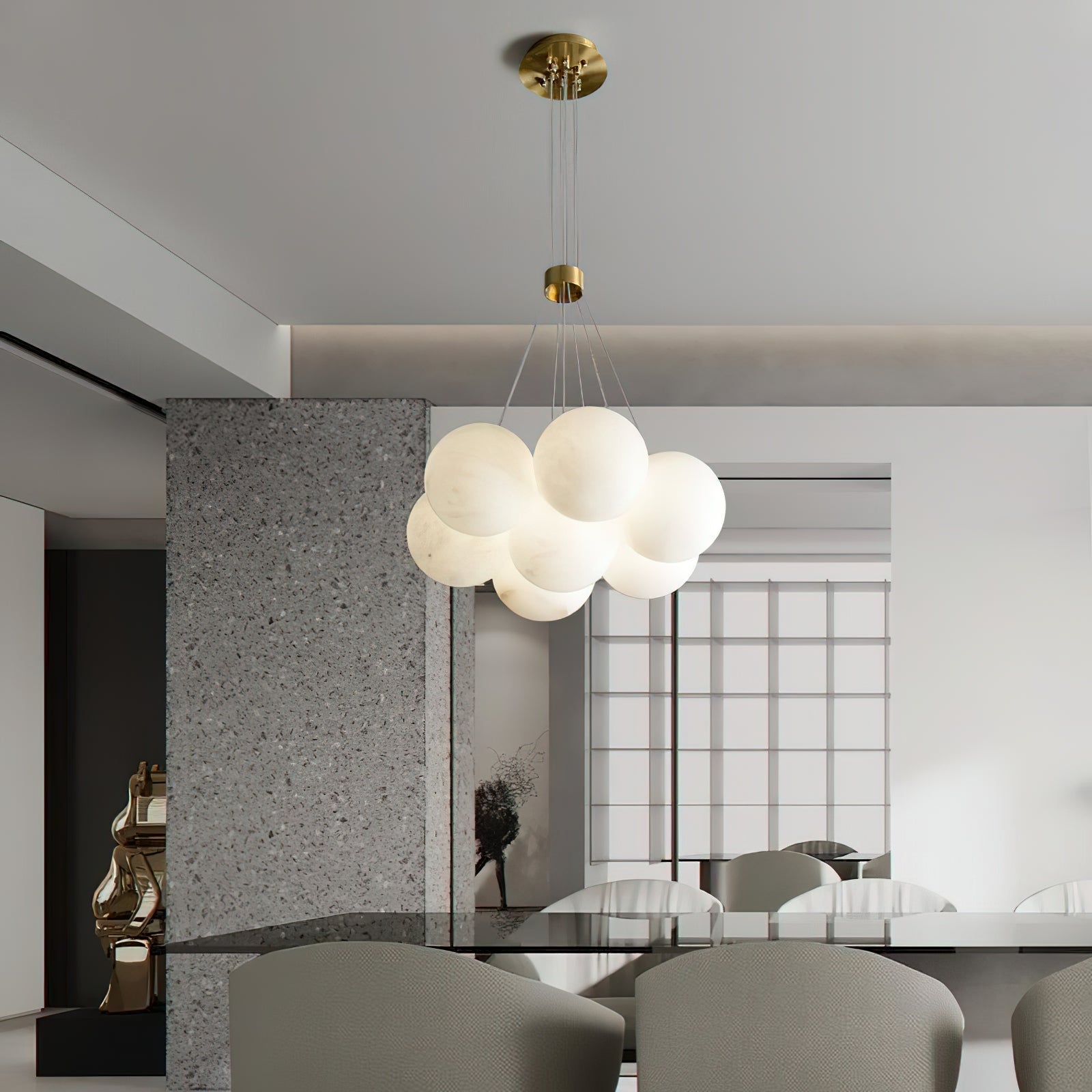 Norduvyd Alabaster Cluster Lunar Chandelier - Neutralighting