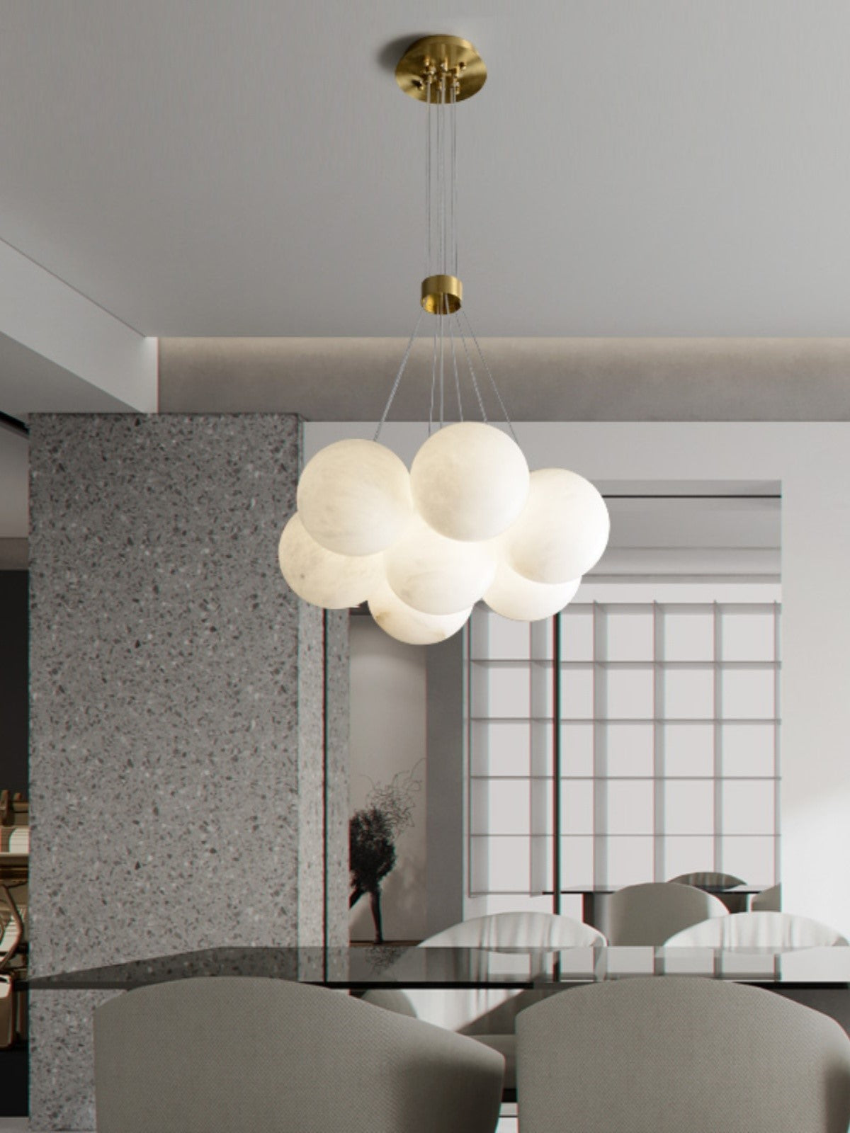 Norduvyd Alabaster Cluster Lunar Chandelier - Neutralighting