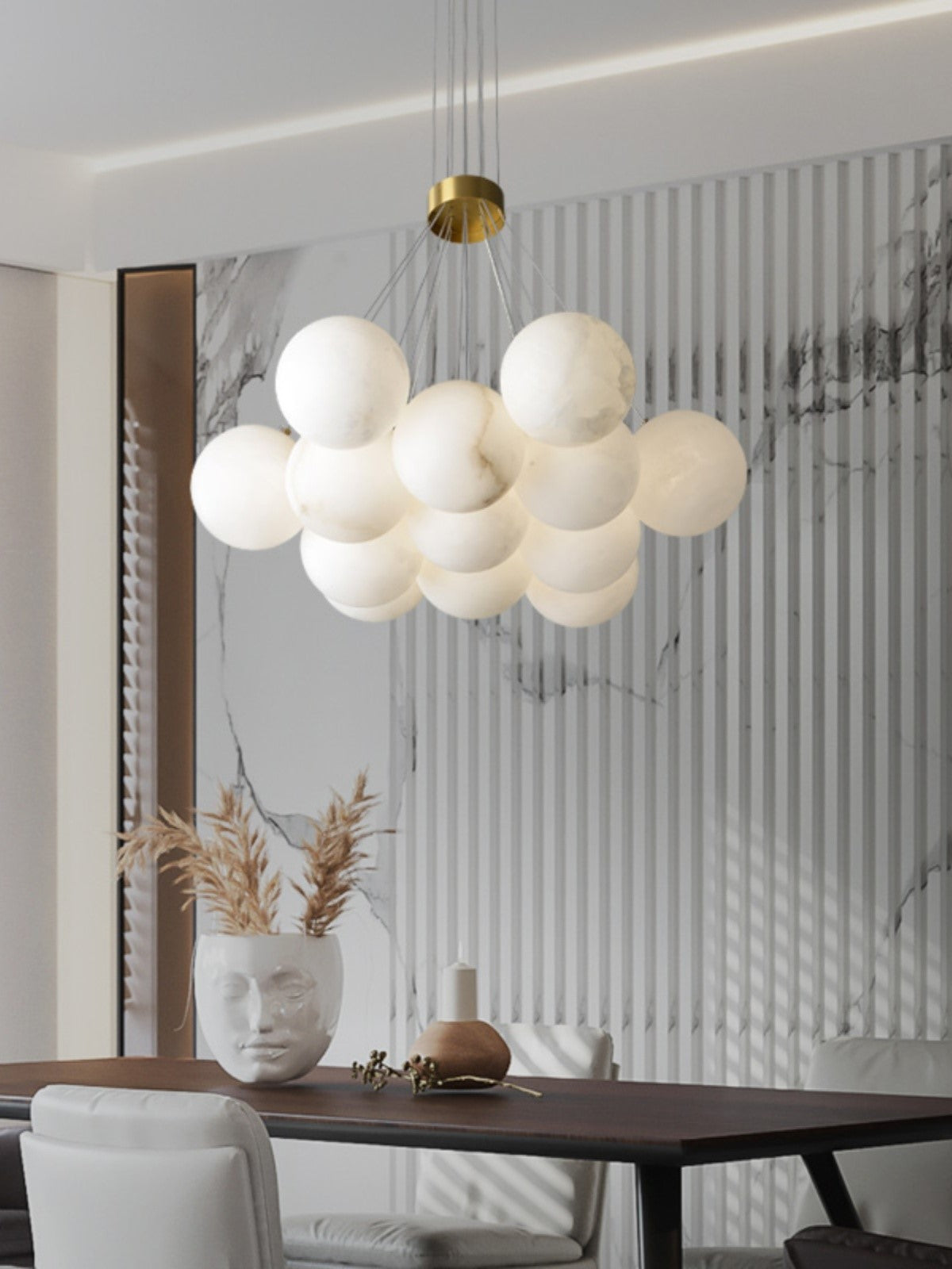Norduvyd Alabaster Cluster Lunar Chandelier - Neutralighting
