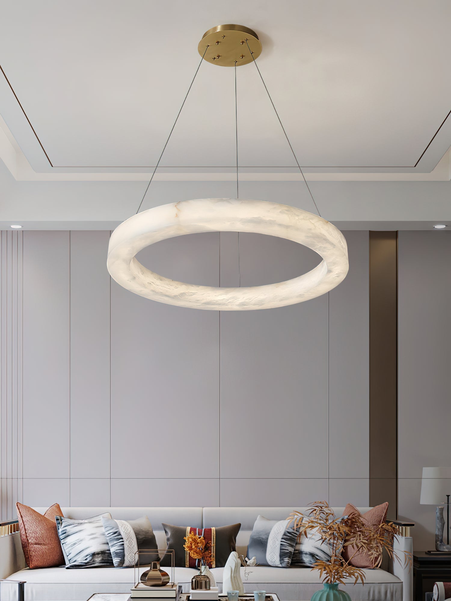 Plotuvyn Postmodern Luxury Ring Alabaster Chandelier - Neutralighting