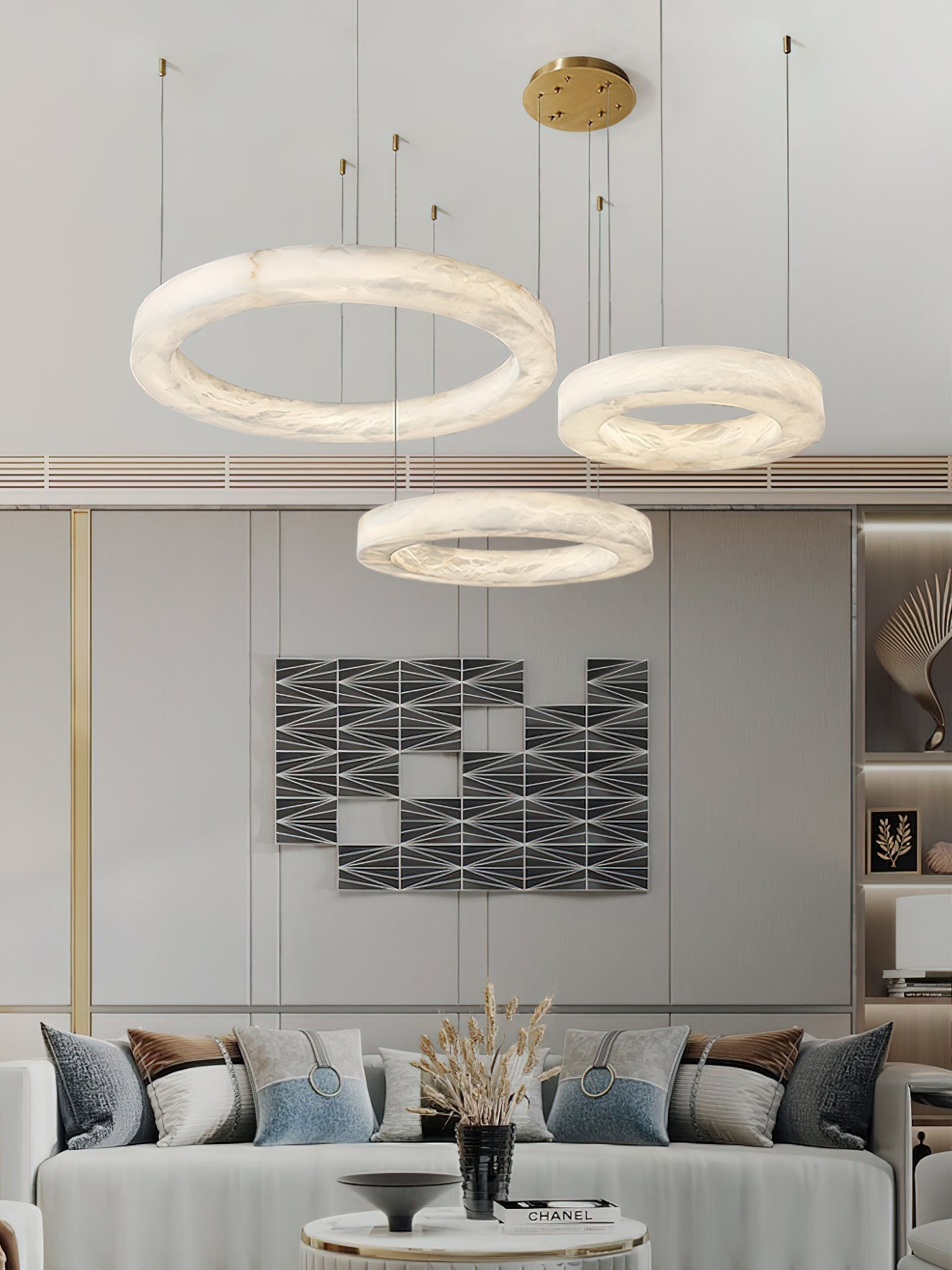 Plotuvyn Postmodern Luxury Ring Alabaster Chandelier - Neutralighting
