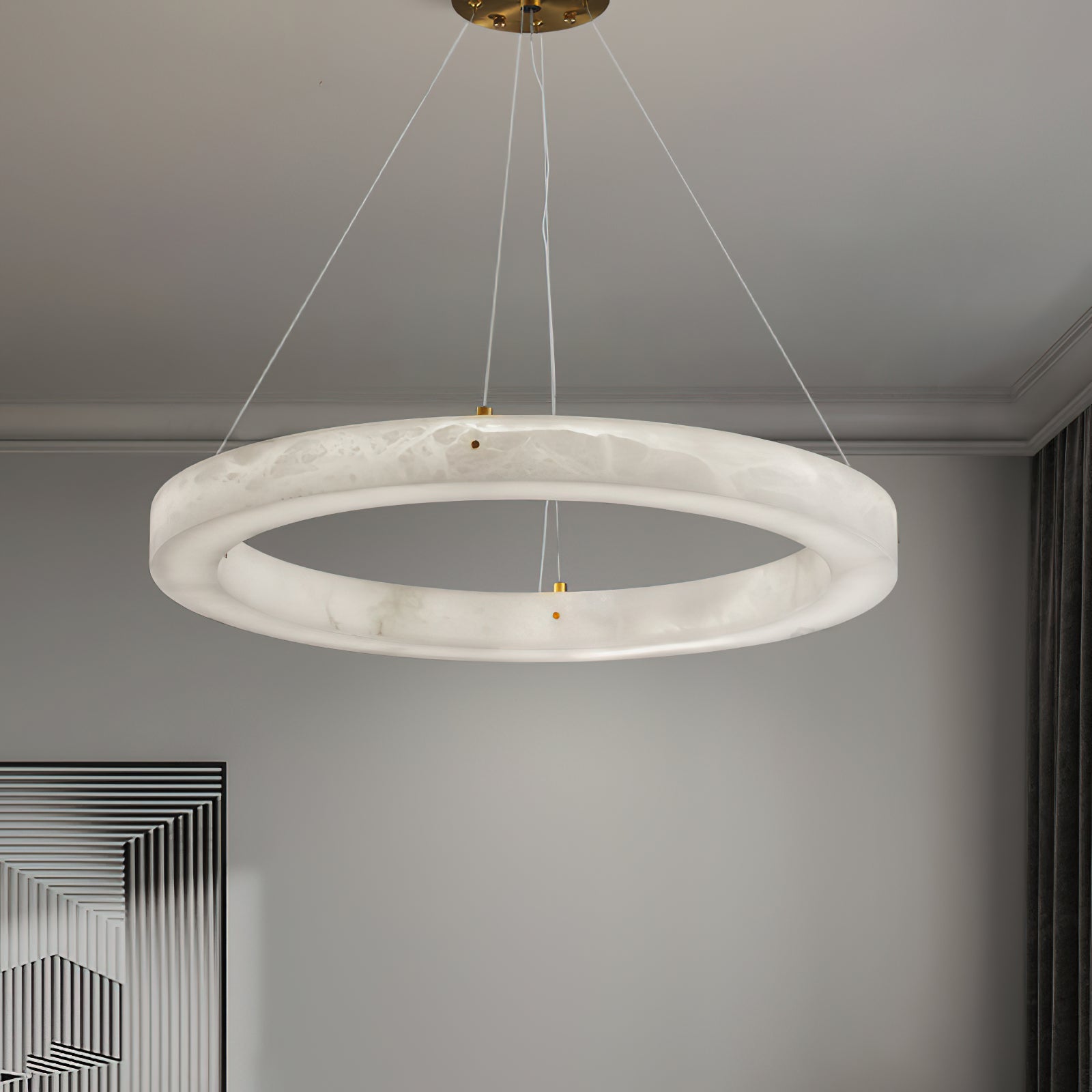 Plotuvyn Postmodern Luxury Ring Alabaster Chandelier - Neutralighting