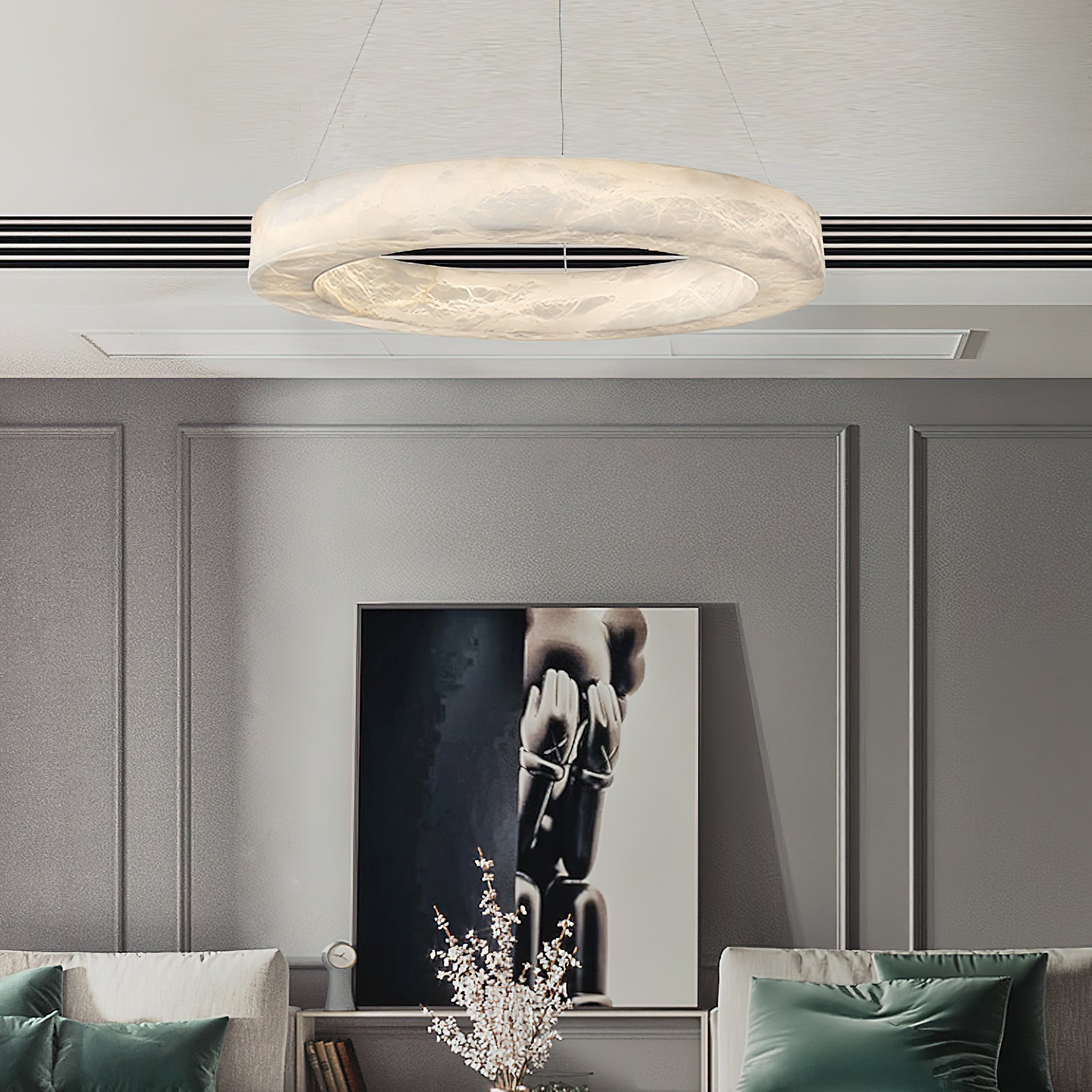 Plotuvyn Postmodern Luxury Ring Alabaster Chandelier - Neutralighting