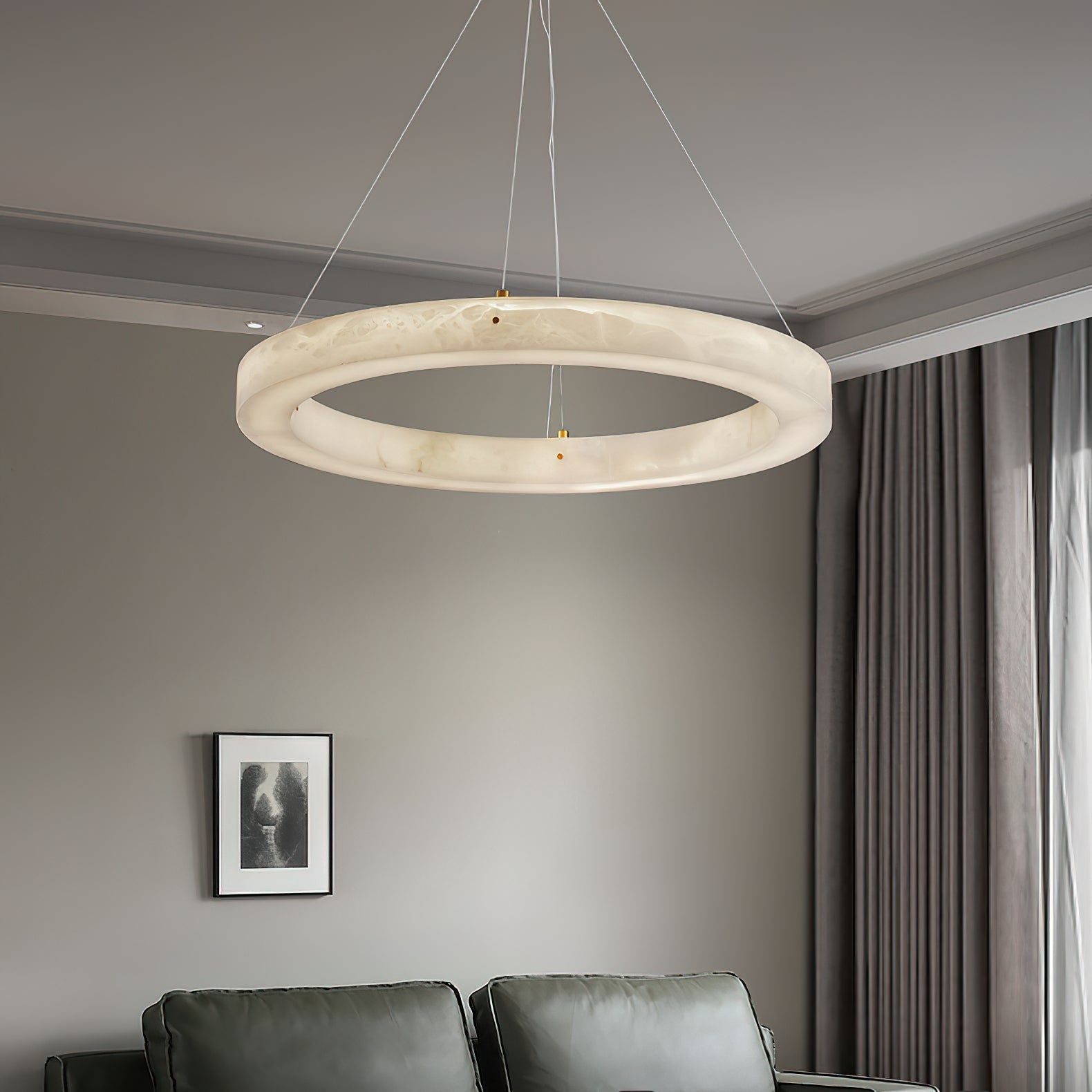 Plotuvyn Postmodern Luxury Ring Alabaster Chandelier - Neutralighting