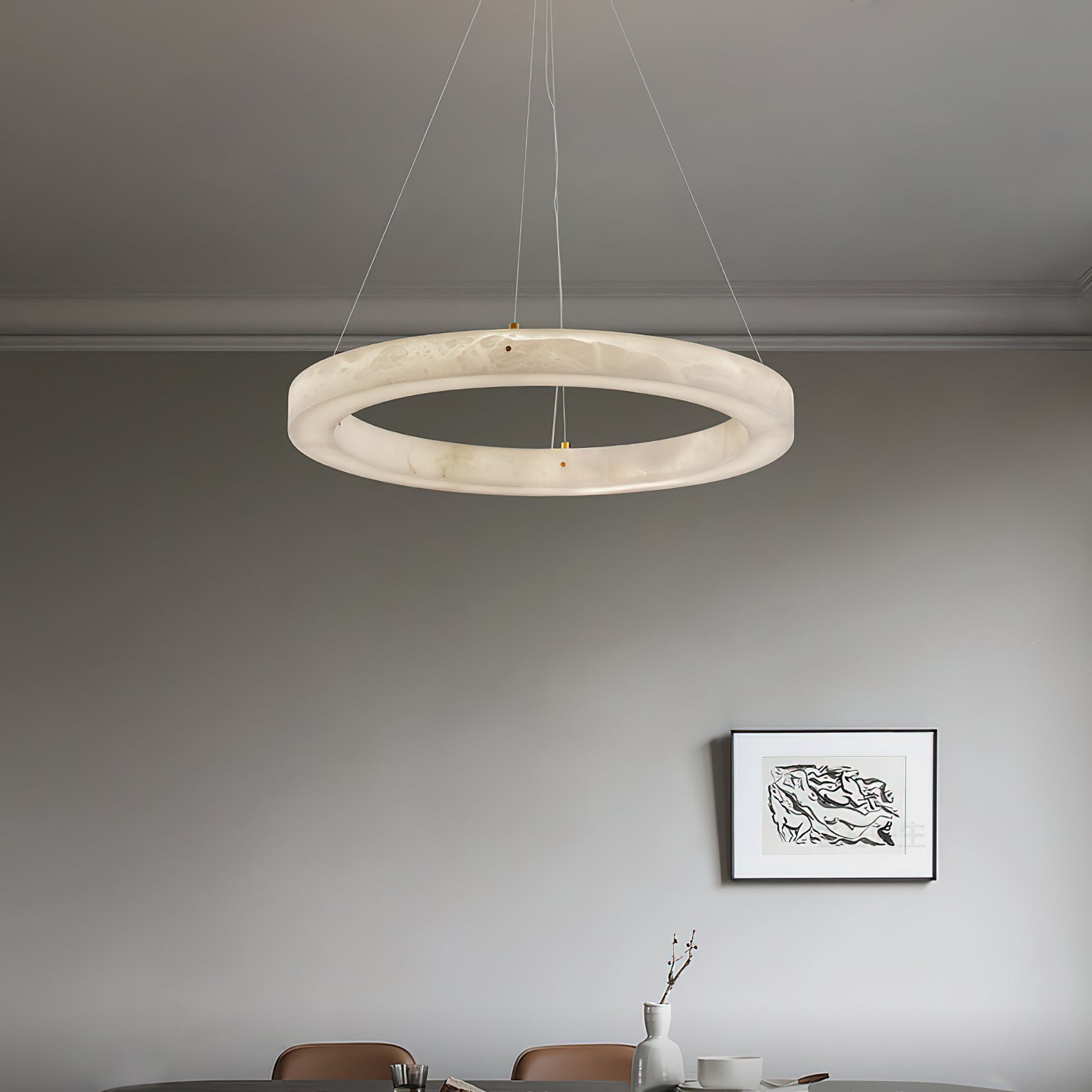 Plotuvyn Postmodern Luxury Ring Alabaster Chandelier - Neutralighting