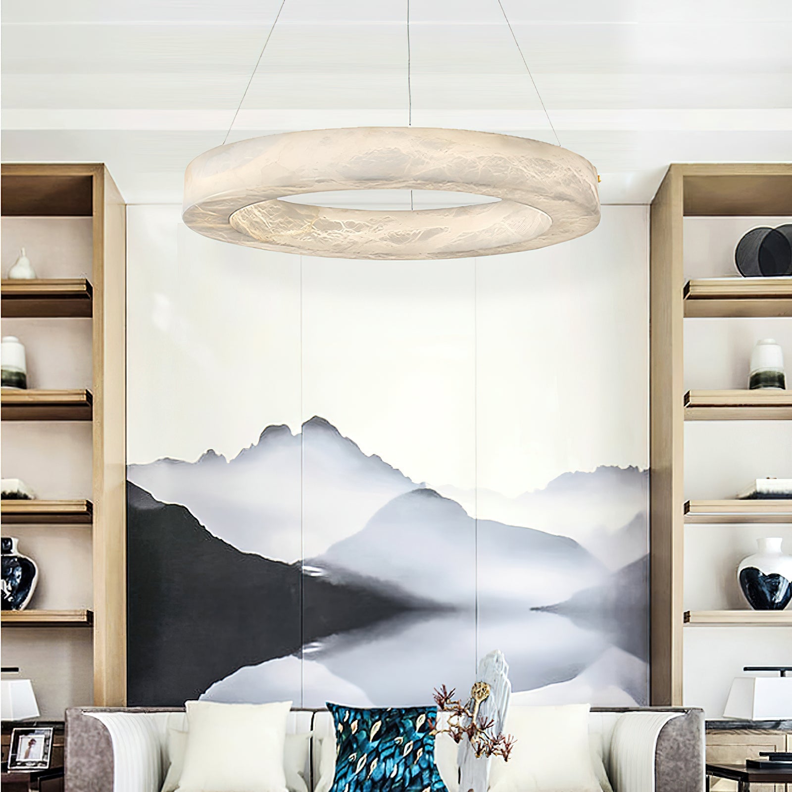 Plotuvyn Postmodern Luxury Ring Alabaster Chandelier - Neutralighting