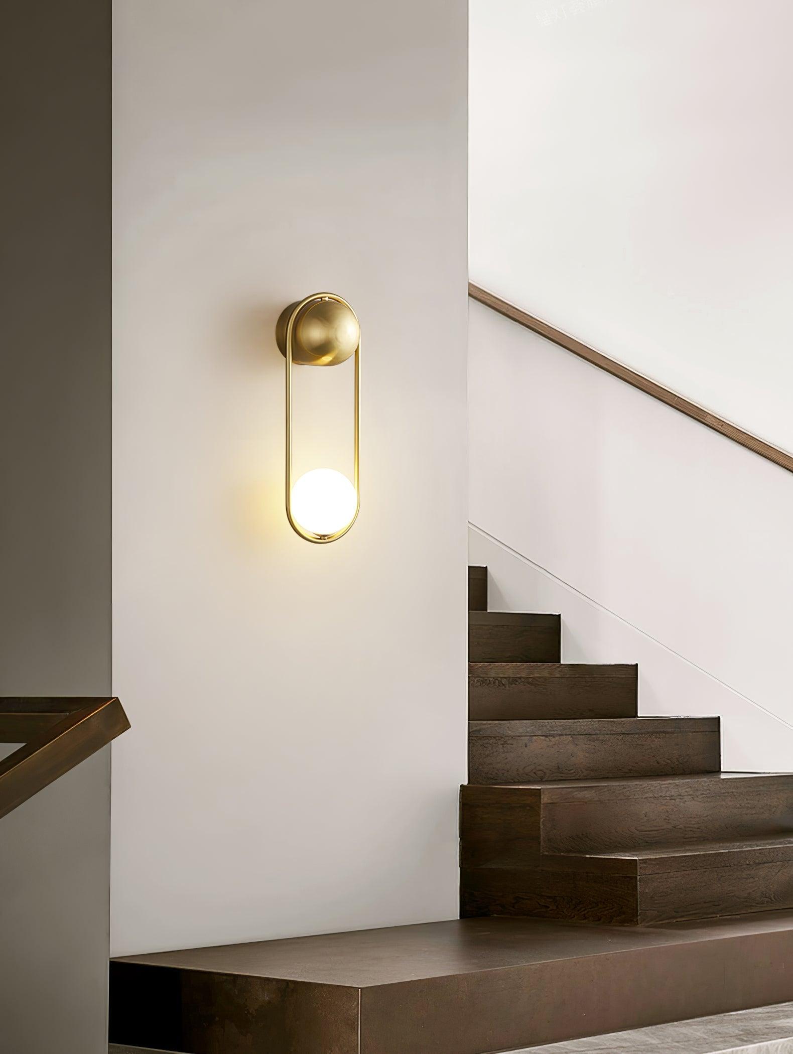 Wall Lamp with Brass Loop Frame and Glass Globe - Neutralighting