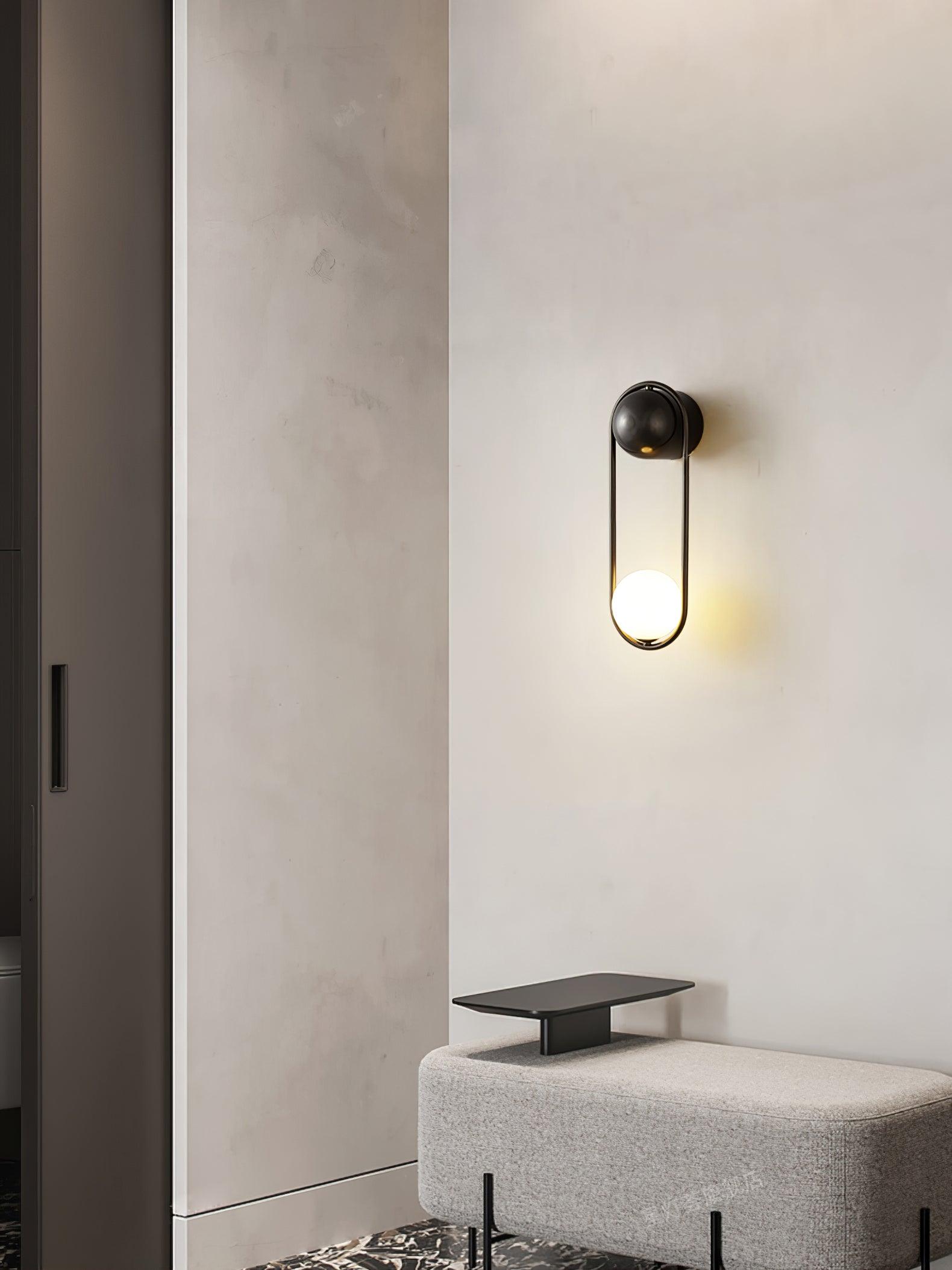 Wall Lamp with Brass Loop Frame and Glass Globe - Neutralighting