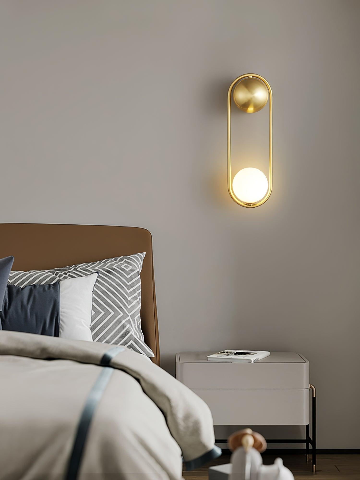 Wall Lamp with Brass Loop Frame and Glass Globe - Neutralighting