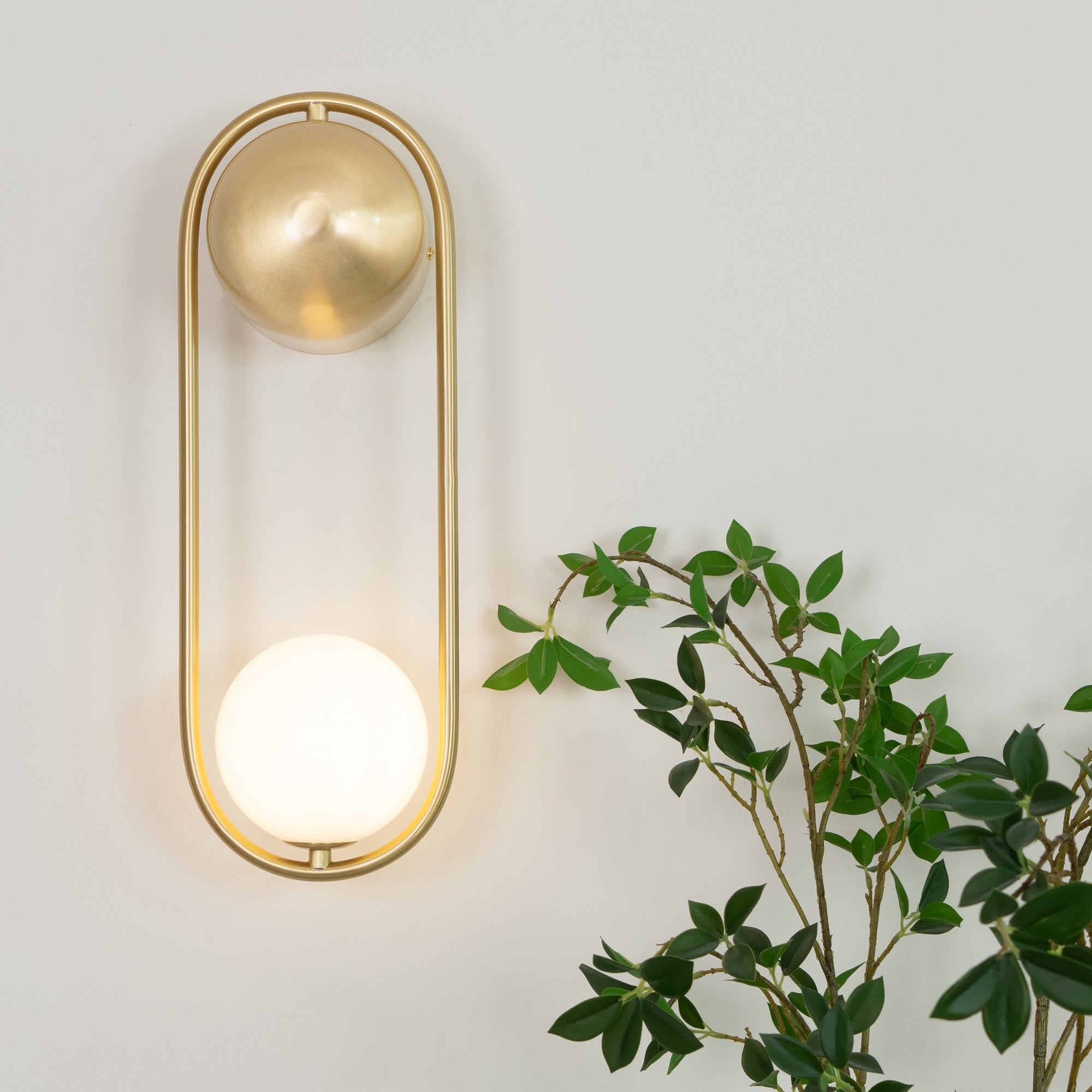 Wall Lamp with Brass Loop Frame and Glass Globe - Neutralighting
