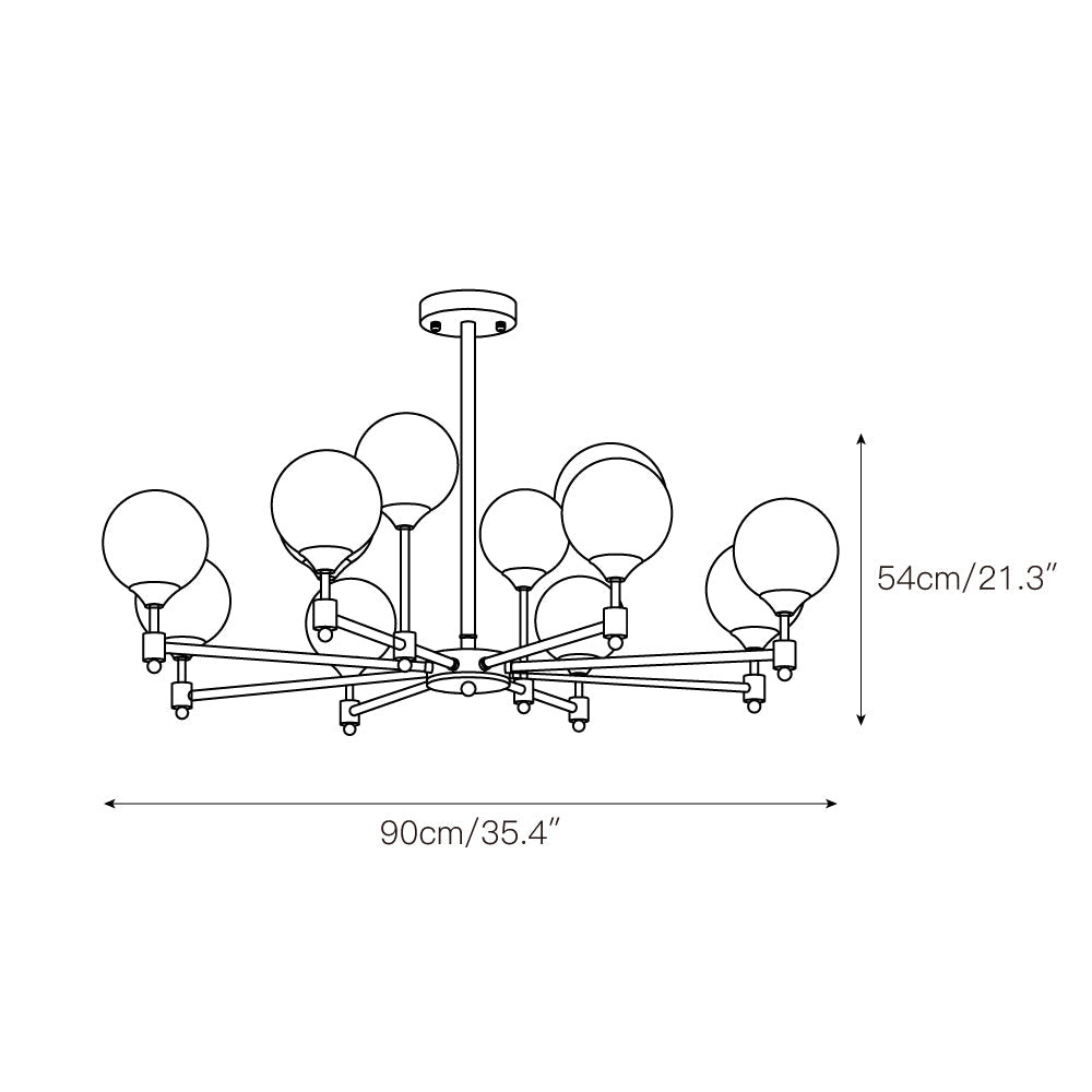 Vatnuvyi Minimalist Globe Glass Chandelier - Neutralighting